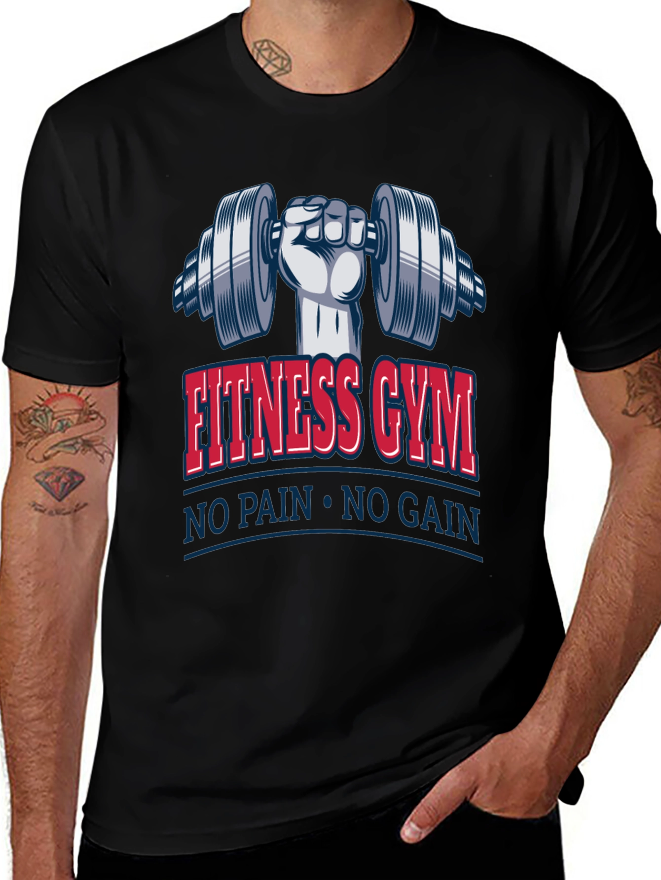 Fitness Gym No Pain No Gain Black T-Shirt
