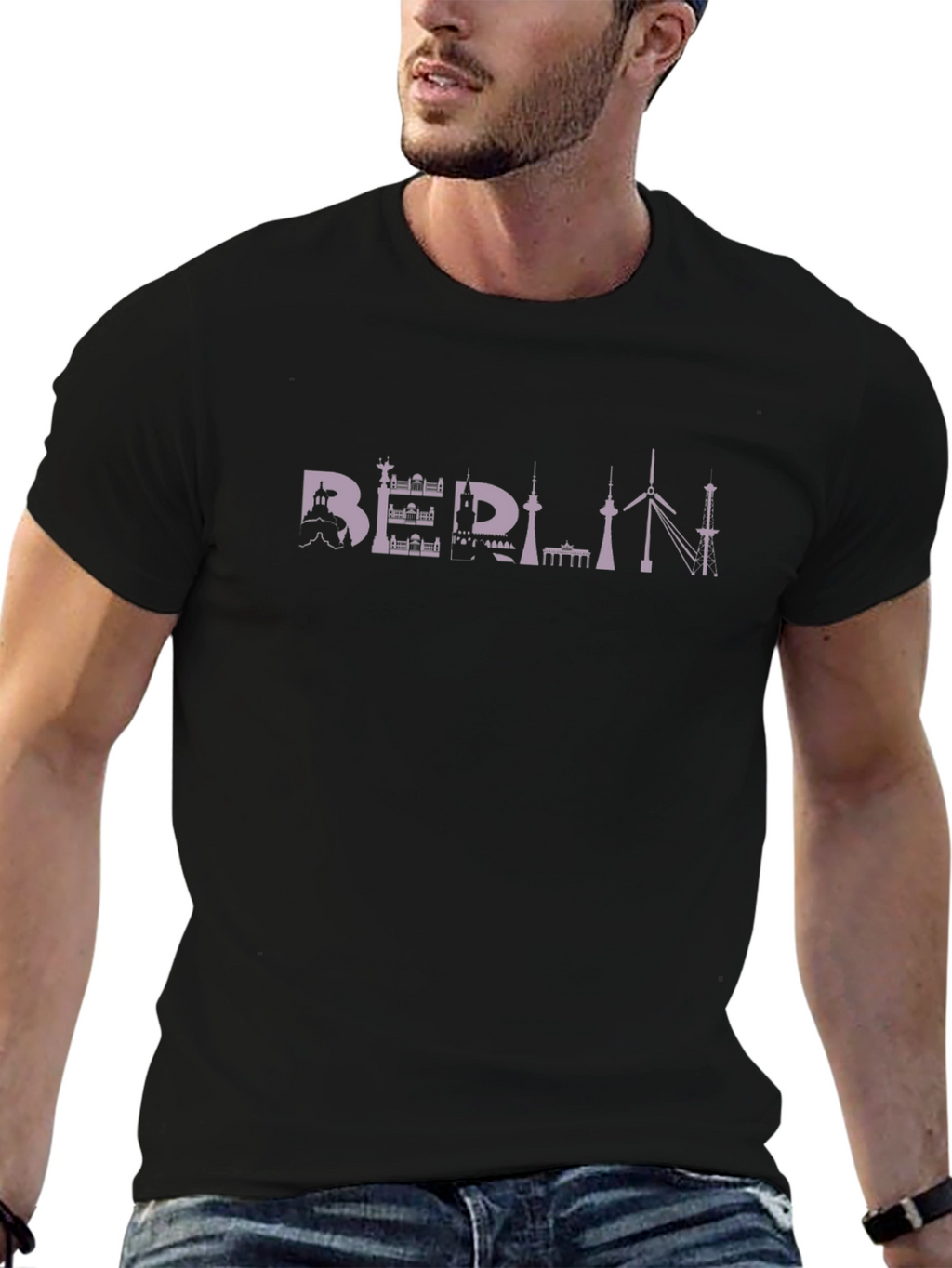Berlin Skyline Black T-Shirt