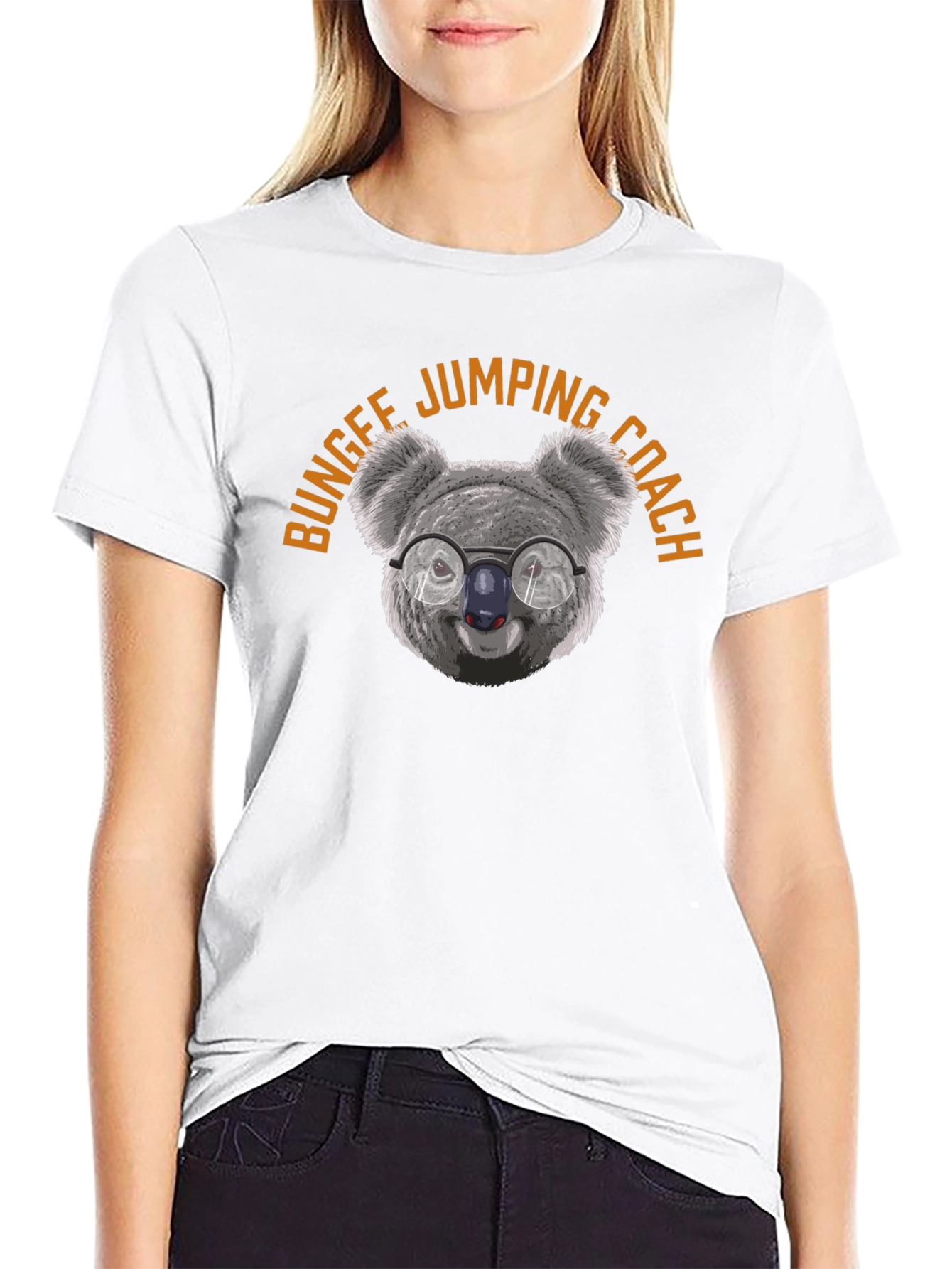 Bungee Jumping Coach Koala T-Shirt - Black Cotton Tee