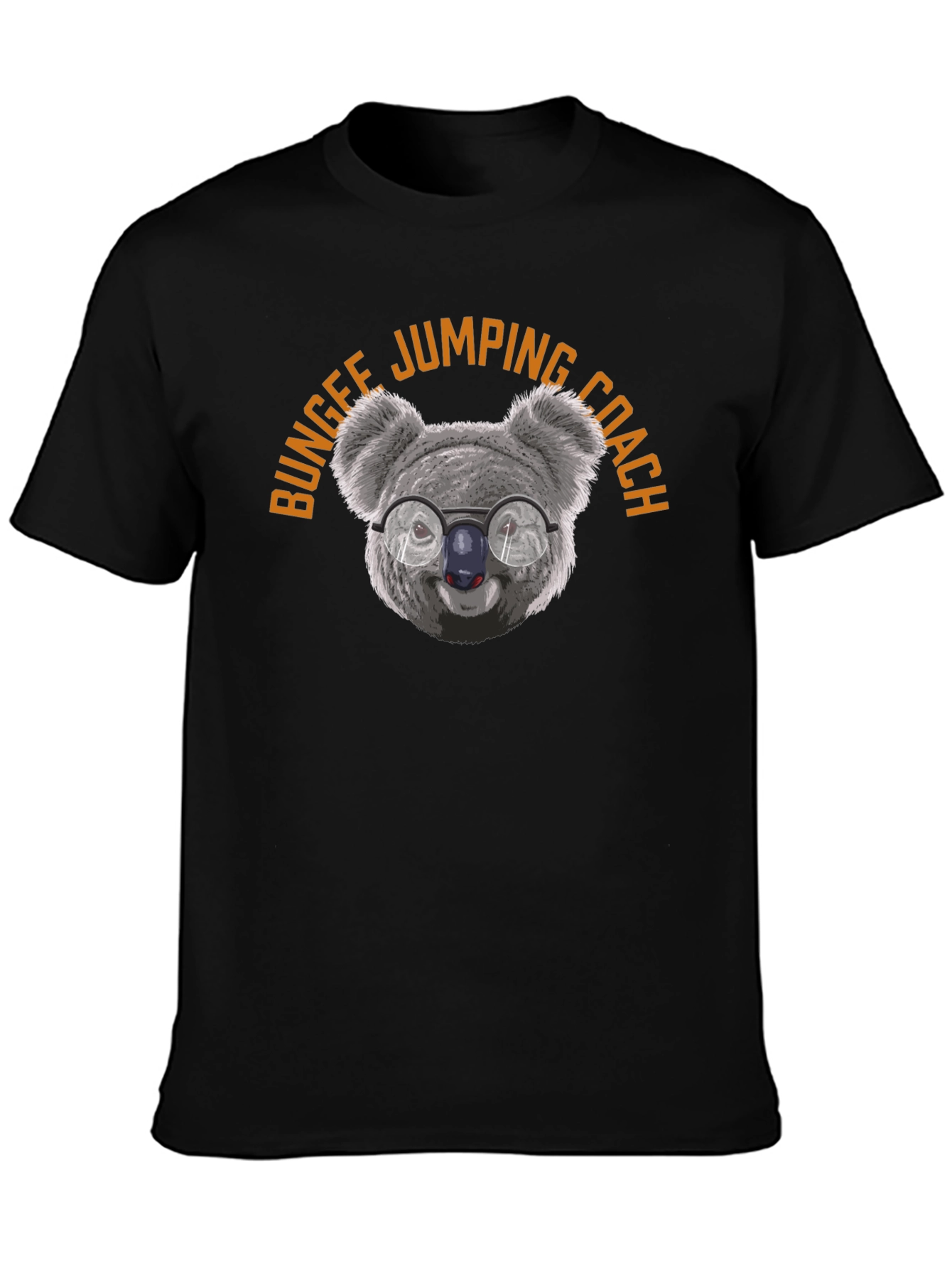 Bungee Jumping Coach Koala T-Shirt - Black Cotton Tee
