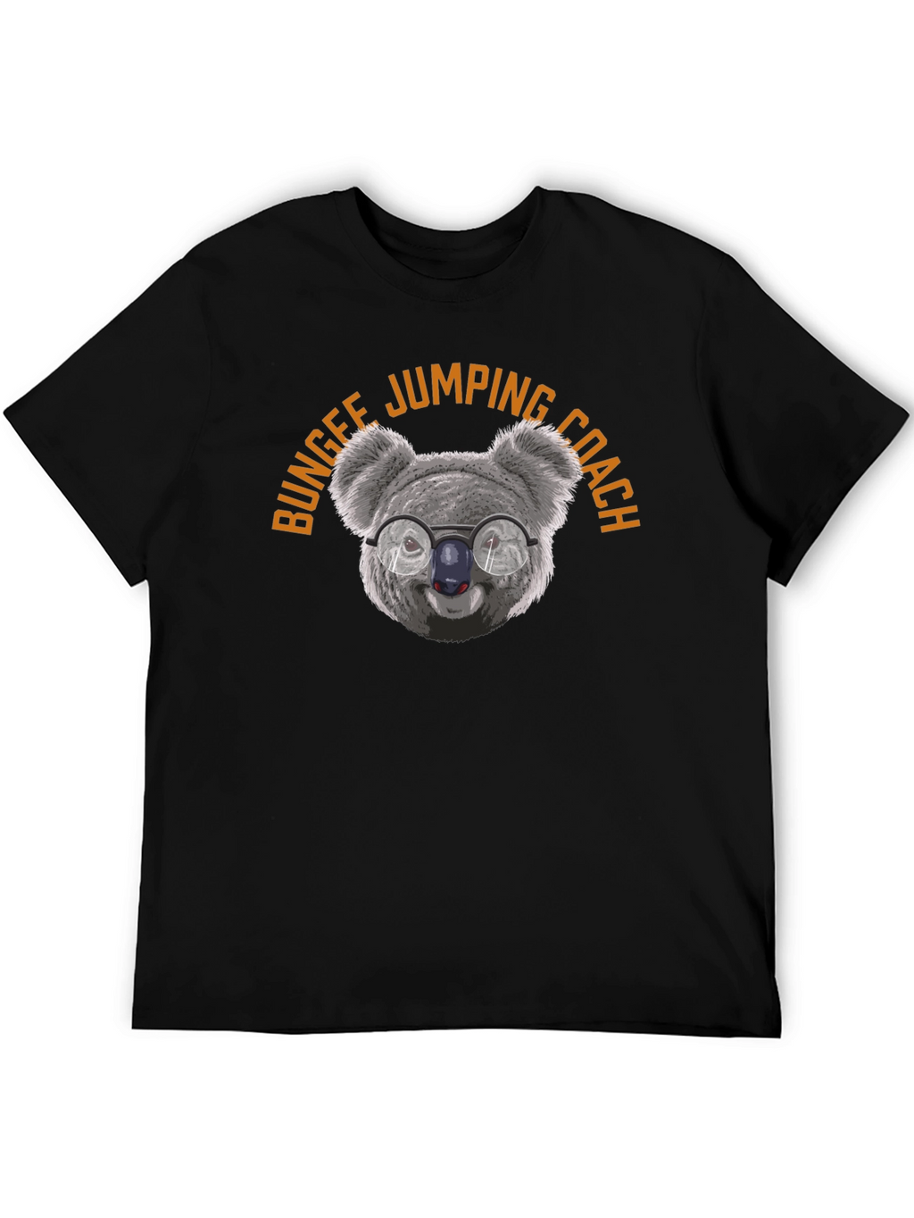 Bungee Jumping Coach Koala T-Shirt - Black Cotton Tee