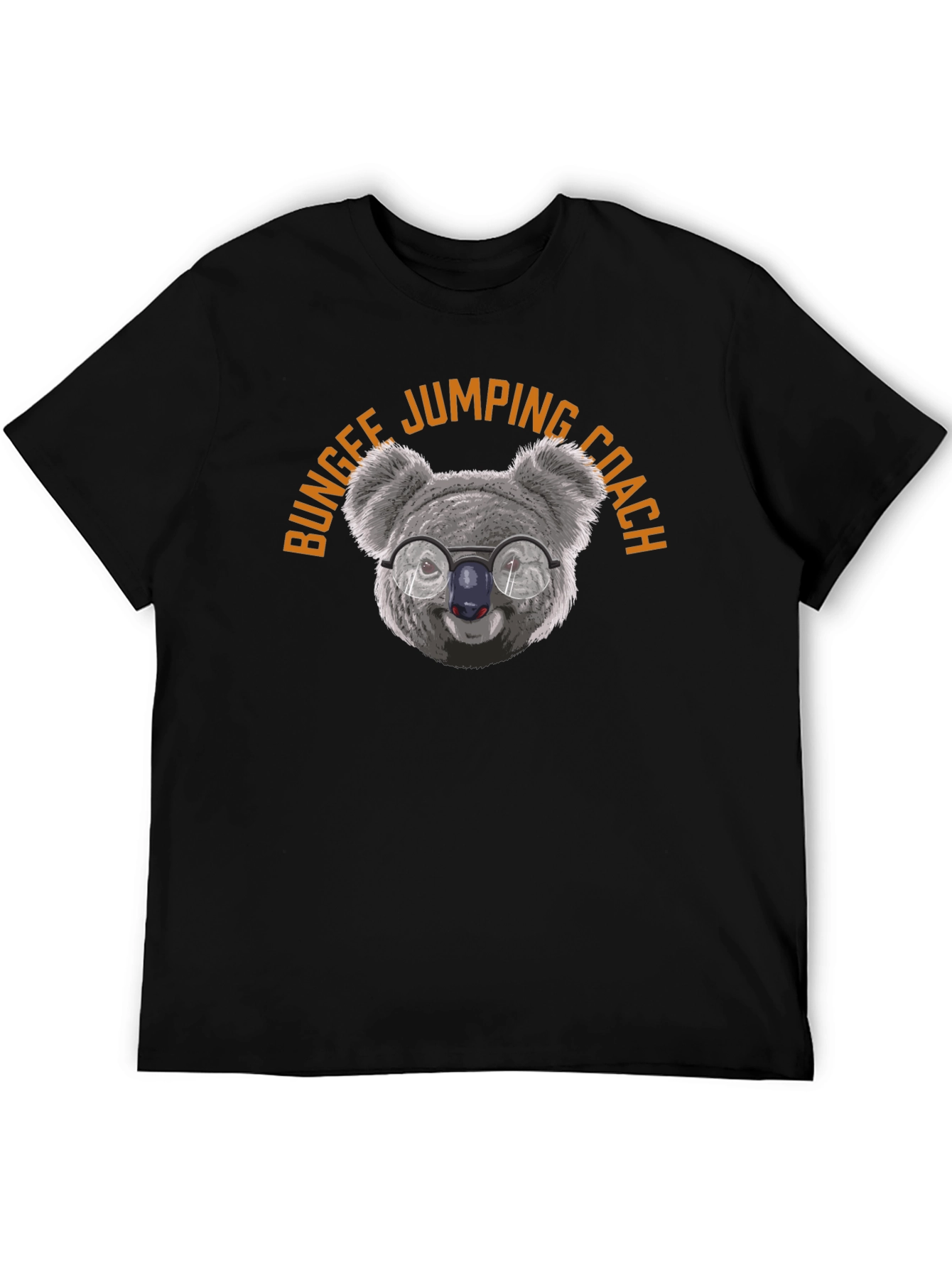 Bungee Jumping Coach Koala T-Shirt - Black Cotton Tee