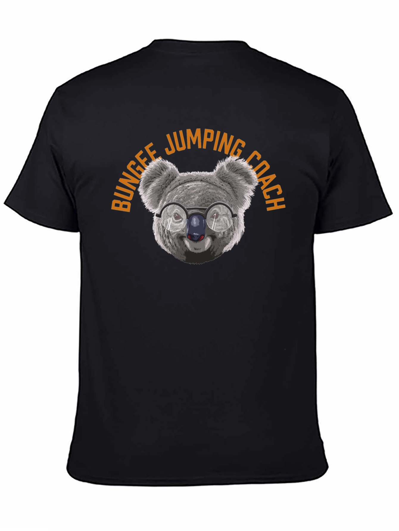 Bungee Jumping Coach Koala T-Shirt - Black Cotton Tee