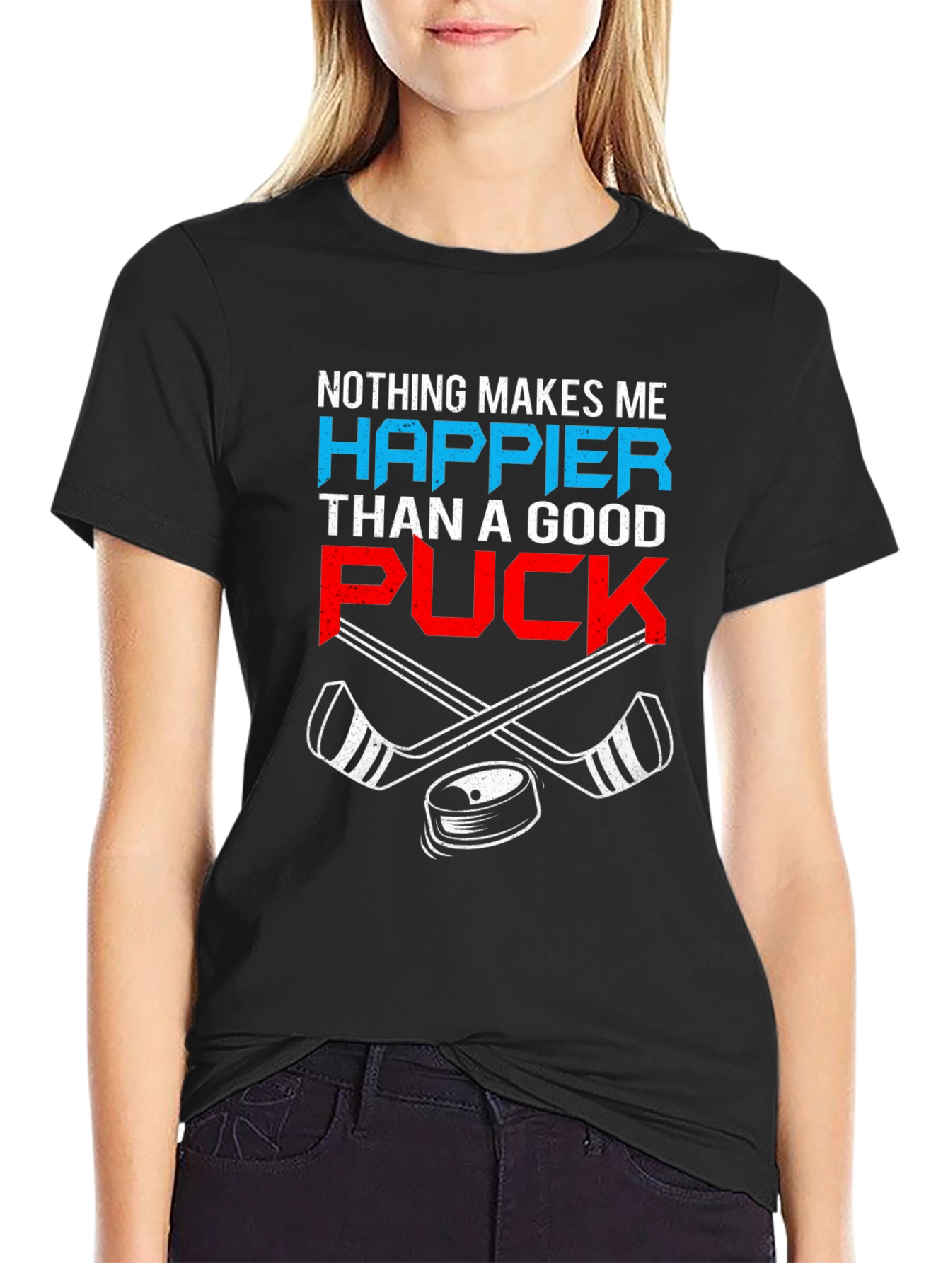 Hockey Lover T-Shirt - Nothing Makes Me Happier Than a Good Puck