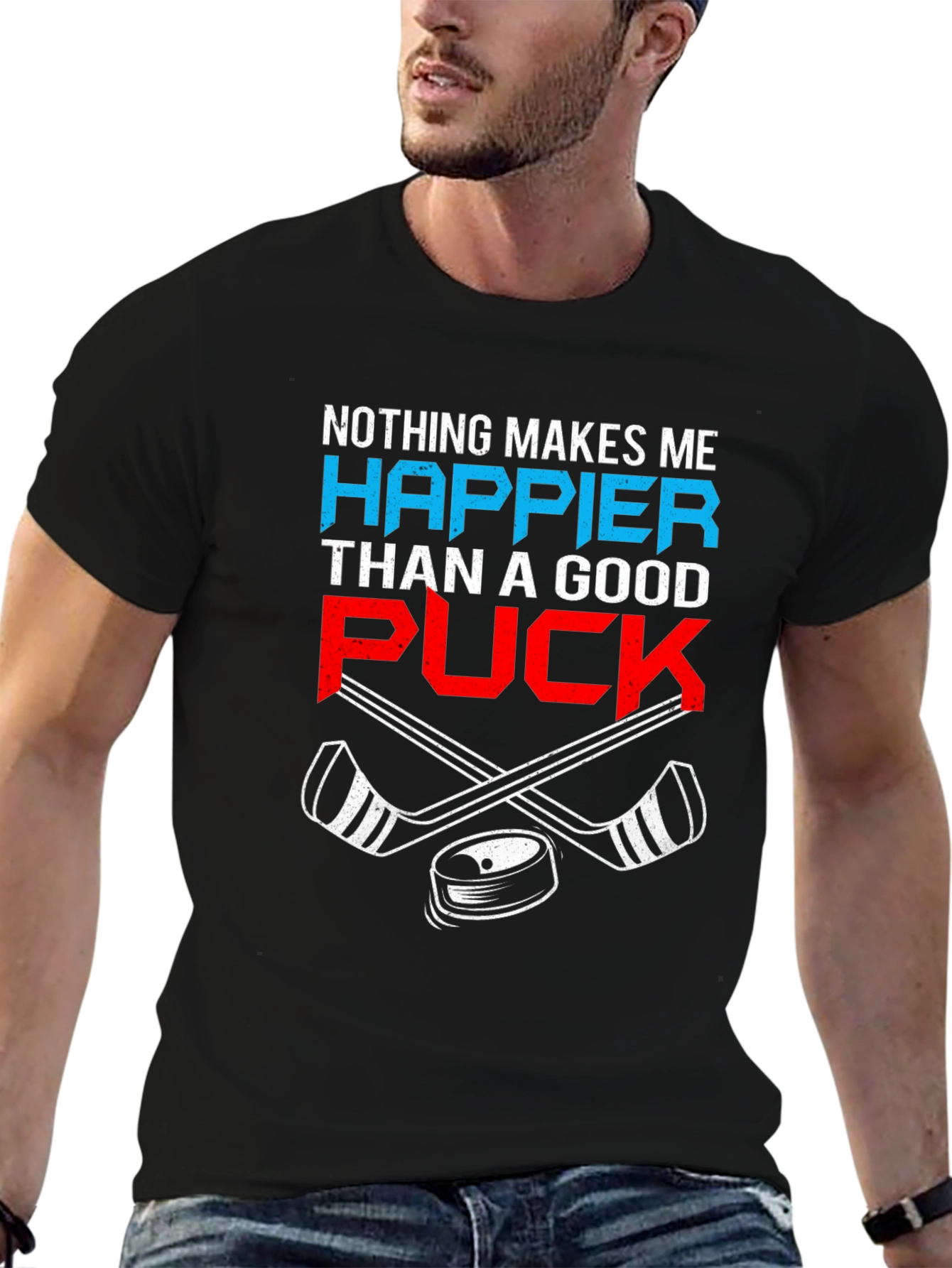 Hockey Lover T-Shirt - Nothing Makes Me Happier Than a Good Puck