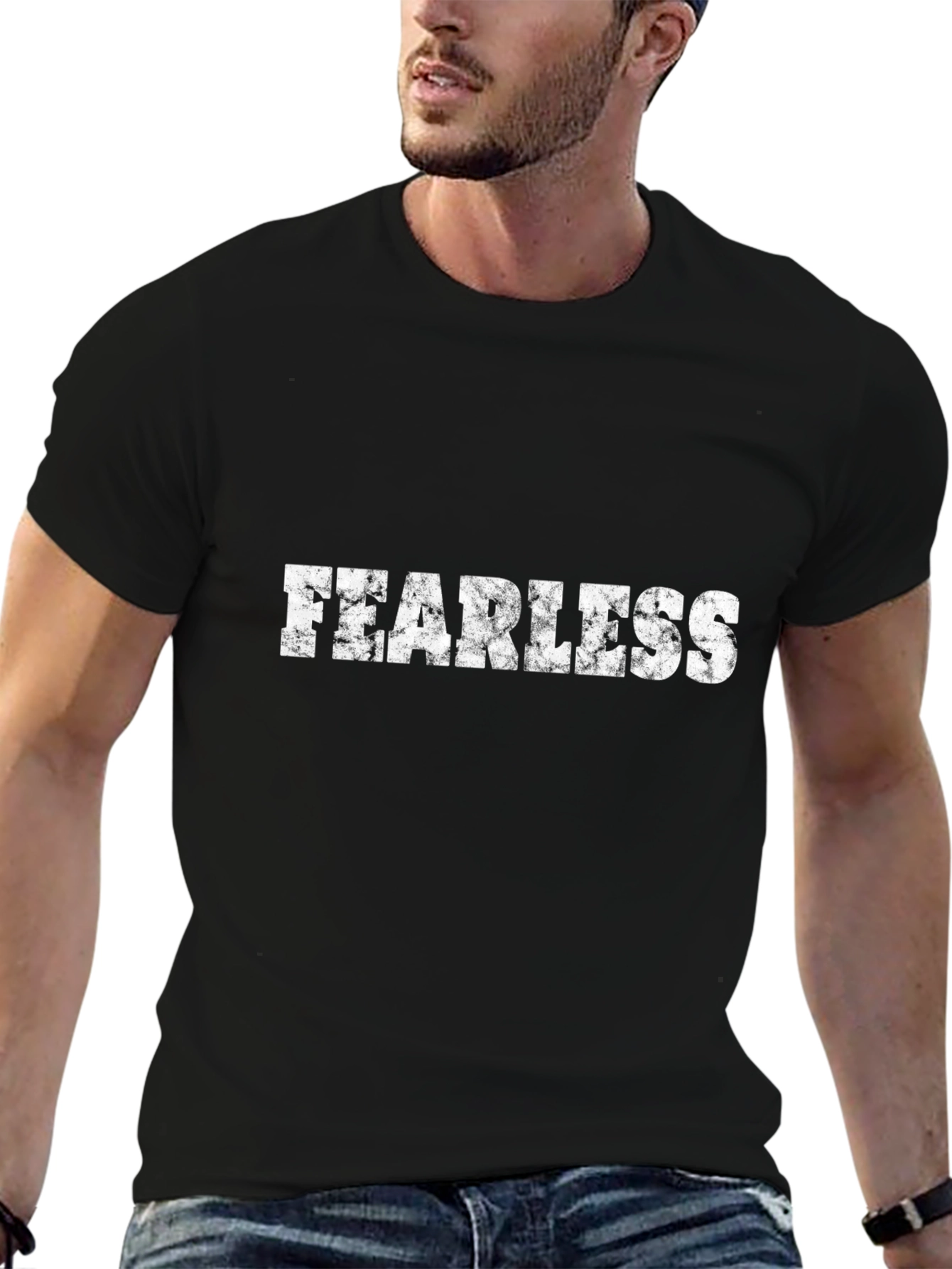 Fearless Graphic Tee - Distressed Print Casual Style