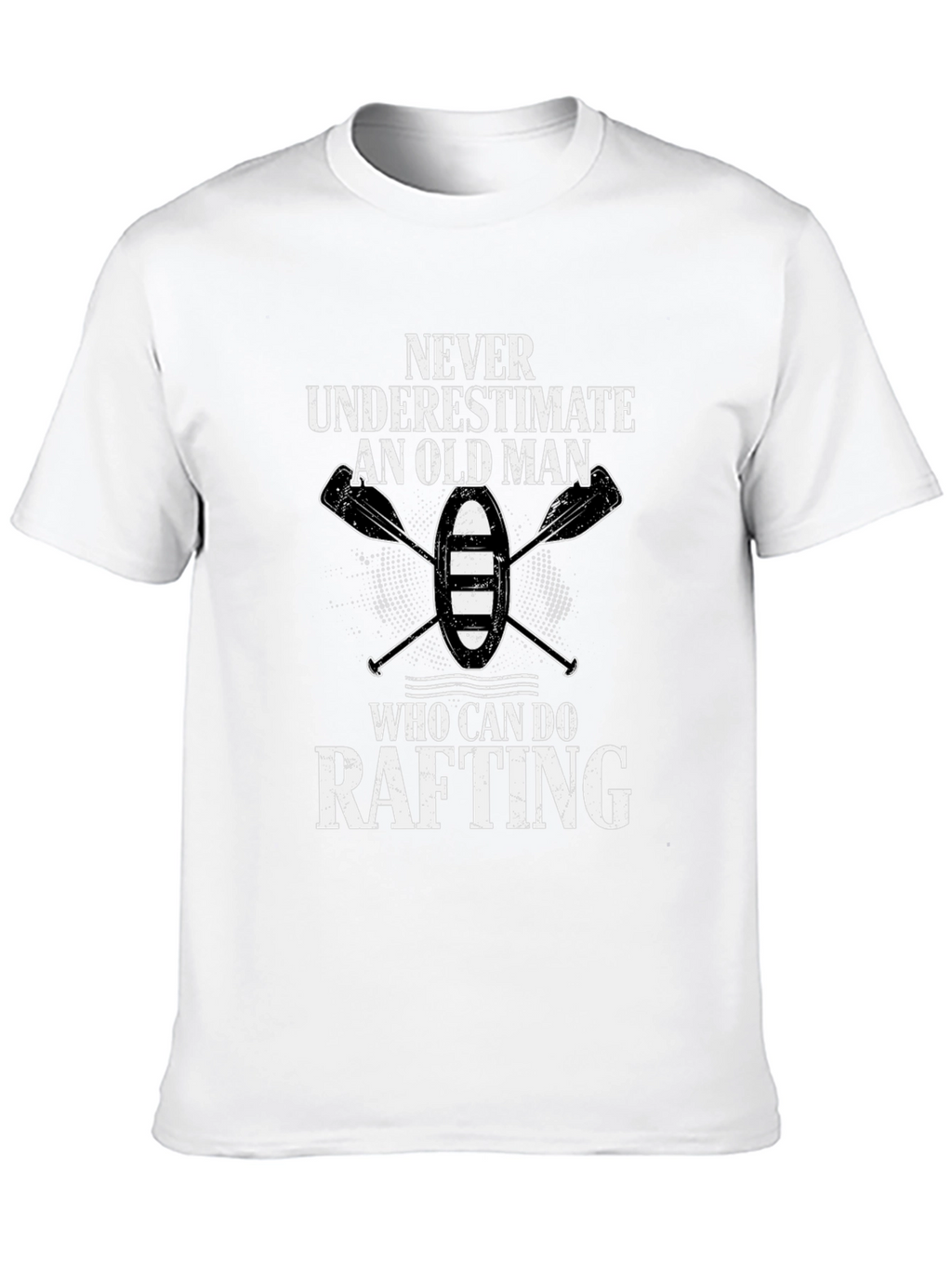 Never Underestimate Rafting Old Man Black T-Shirt