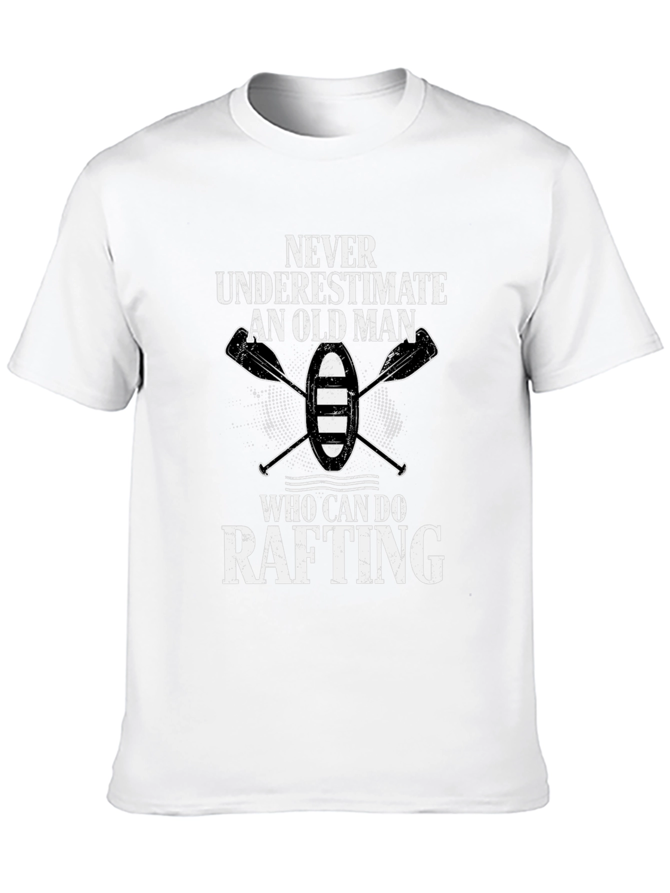 Never Underestimate Rafting Old Man Black T-Shirt