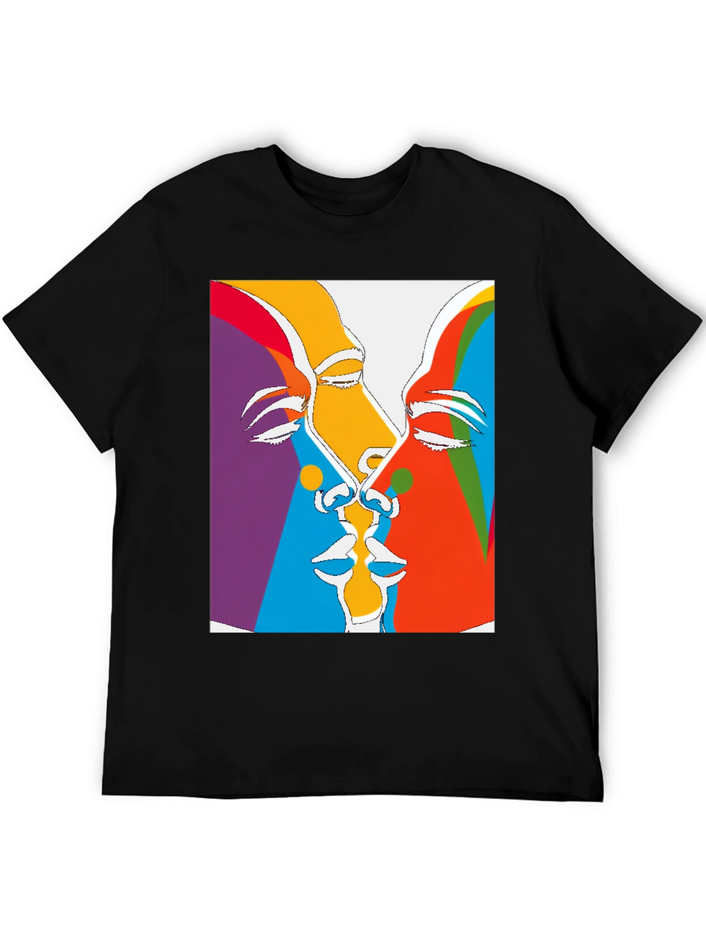 Abstract Faces Graphic Tee - Black