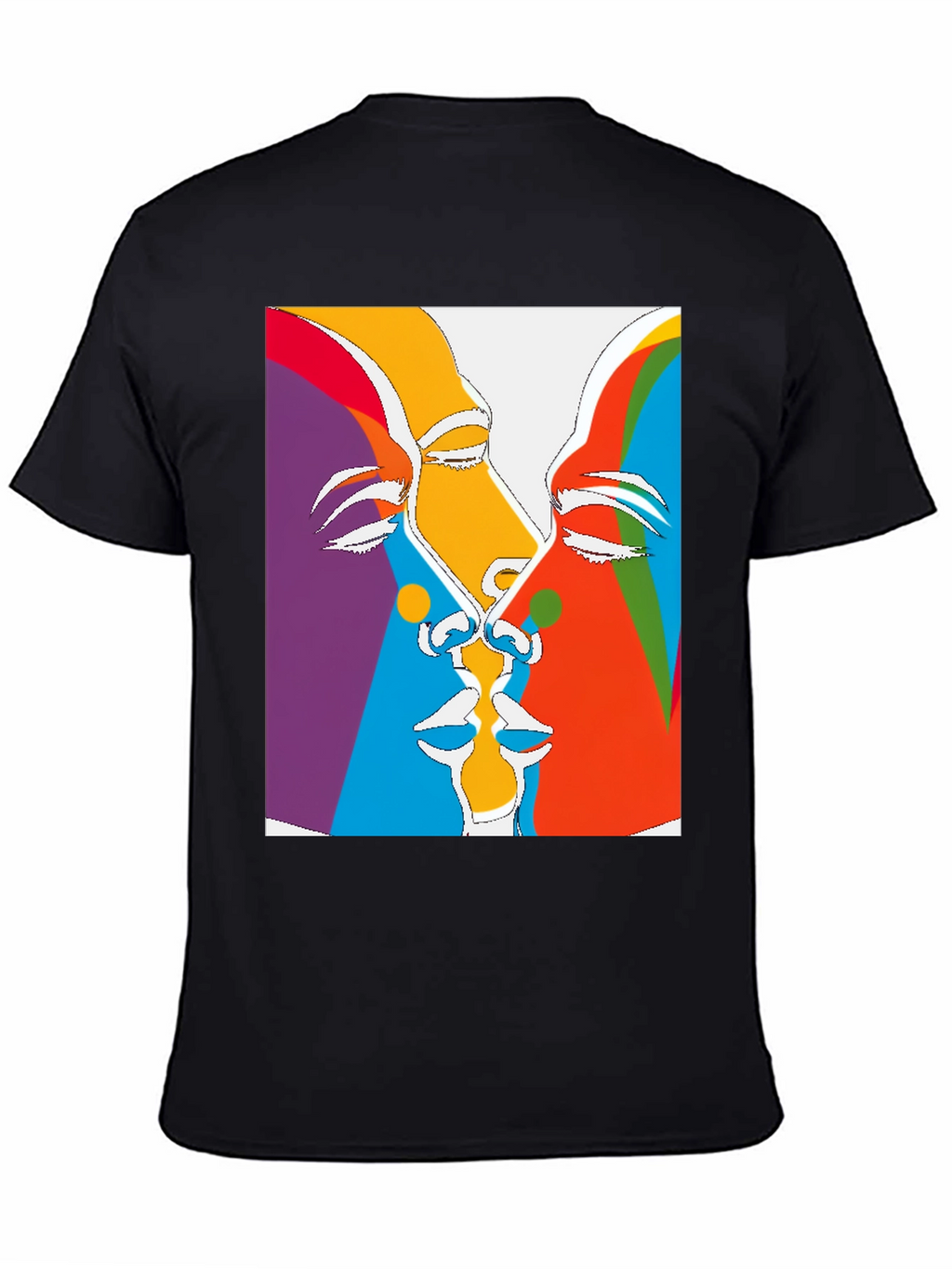 Abstract Faces Graphic Tee - Black