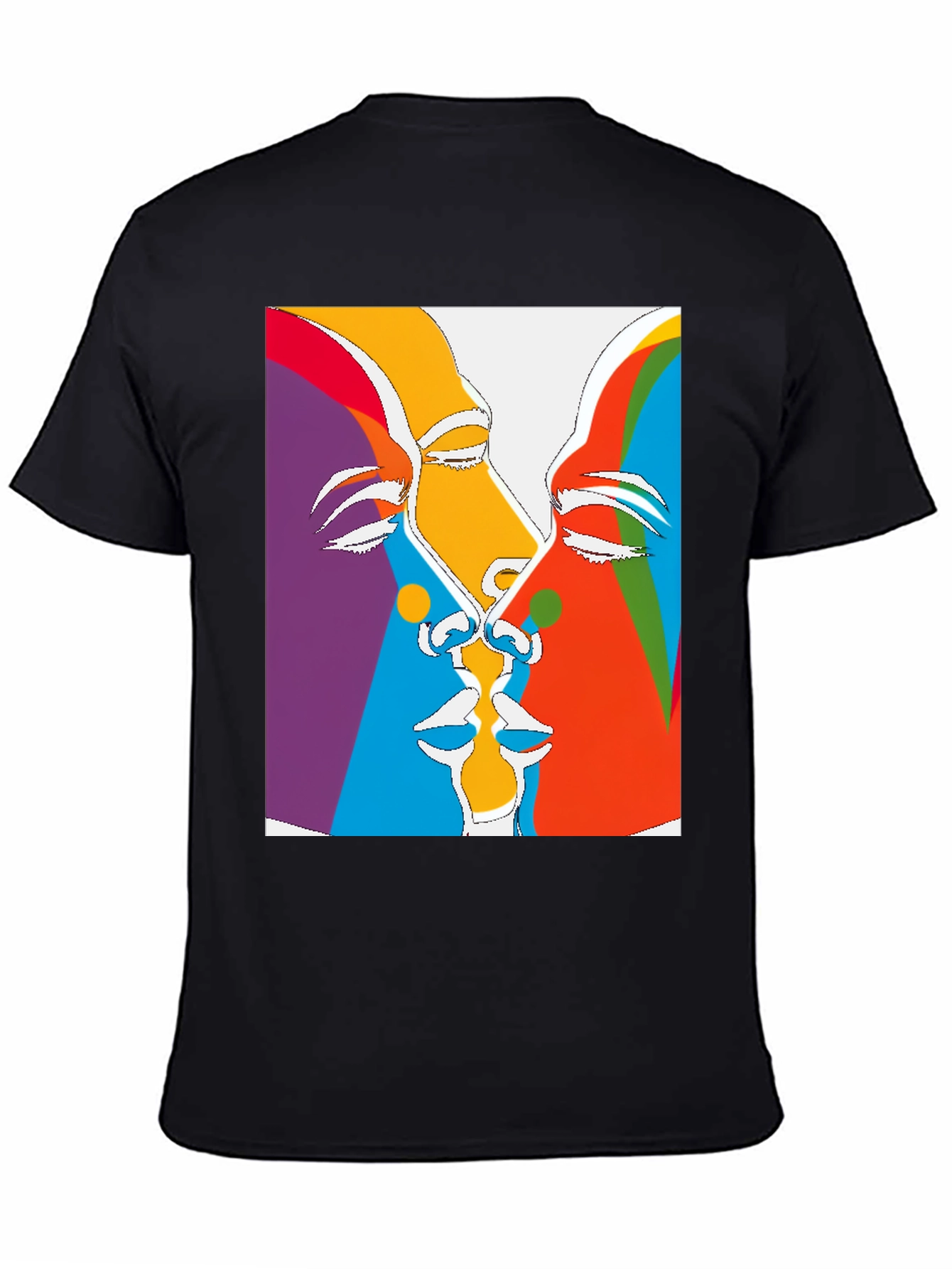 Abstract Faces Graphic Tee - Black