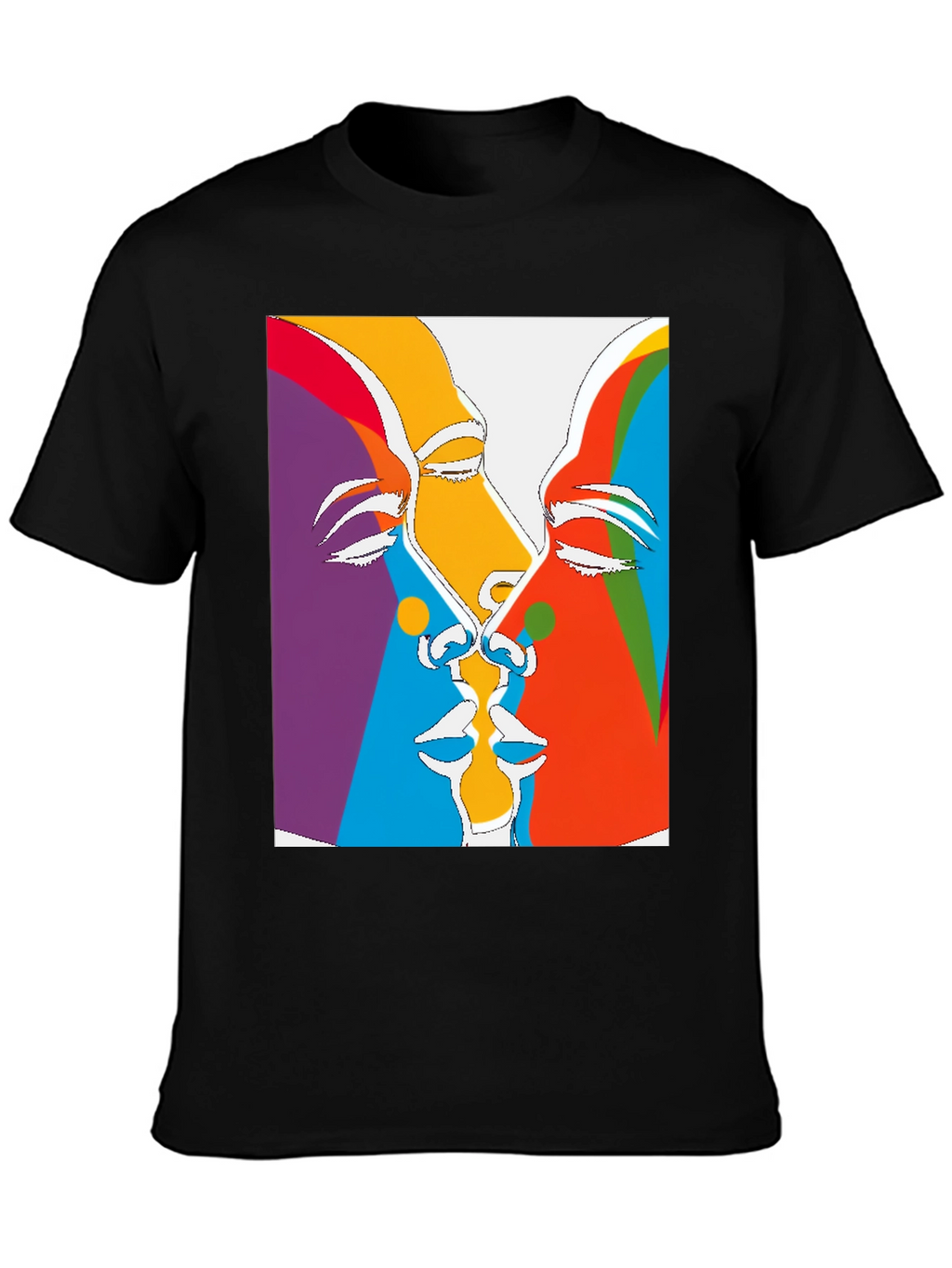 Abstract Faces Graphic Tee - Black