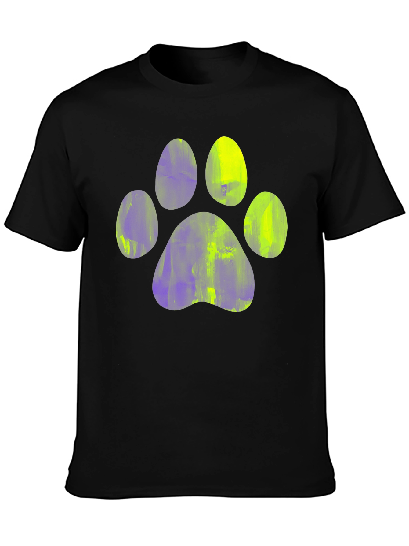 Paw Print Graphic Tee - Casual Black T-Shirt