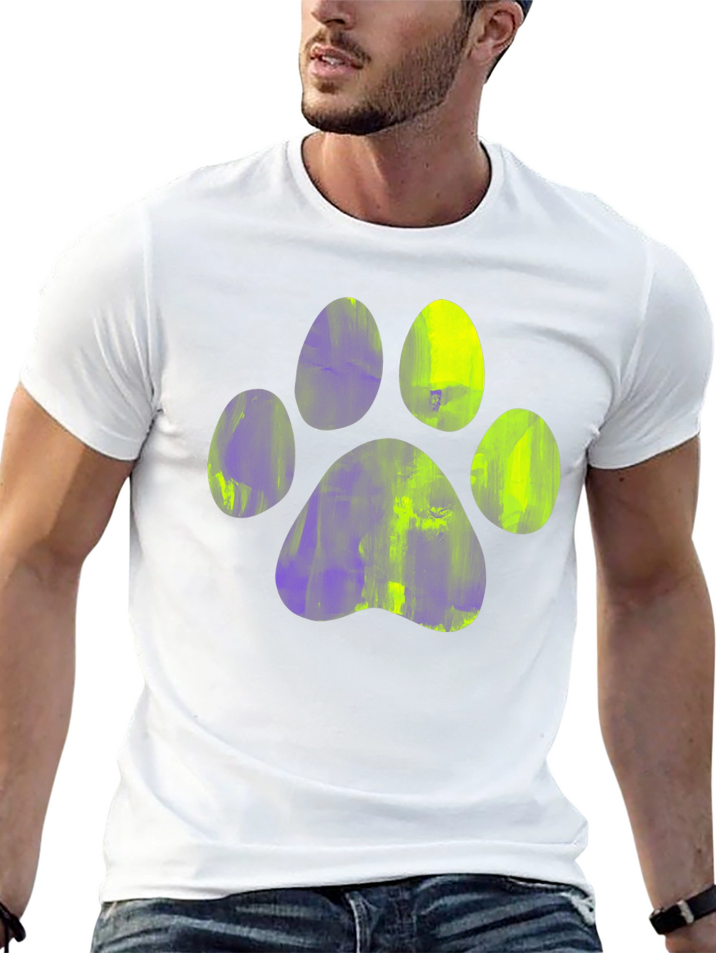 Paw Print Graphic Tee - Casual Black T-Shirt