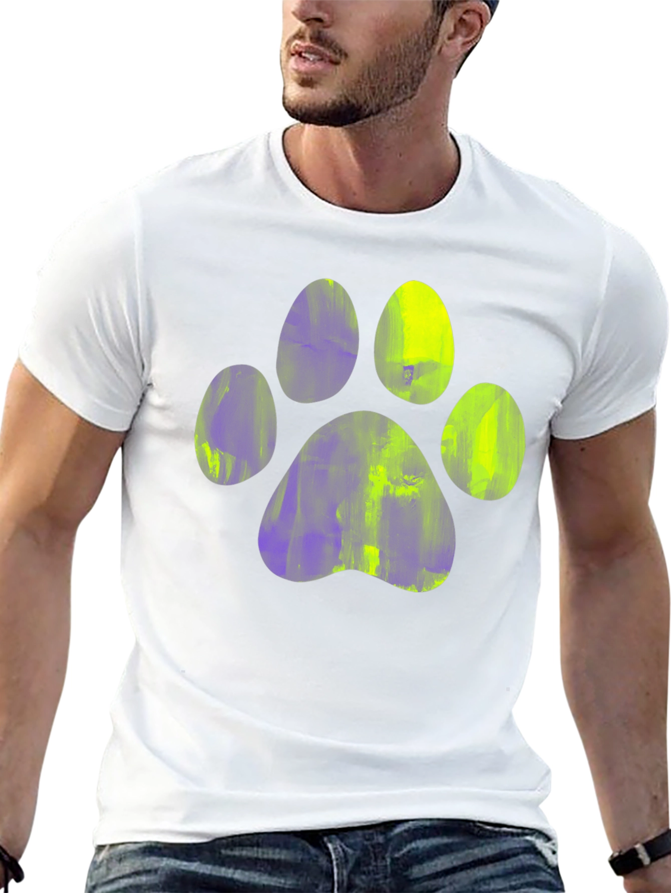 Paw Print Graphic Tee - Casual Black T-Shirt