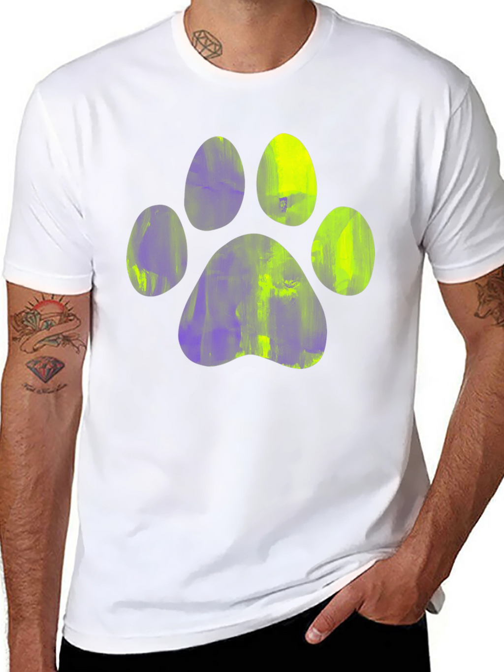 Paw Print Graphic Tee - Casual Black T-Shirt