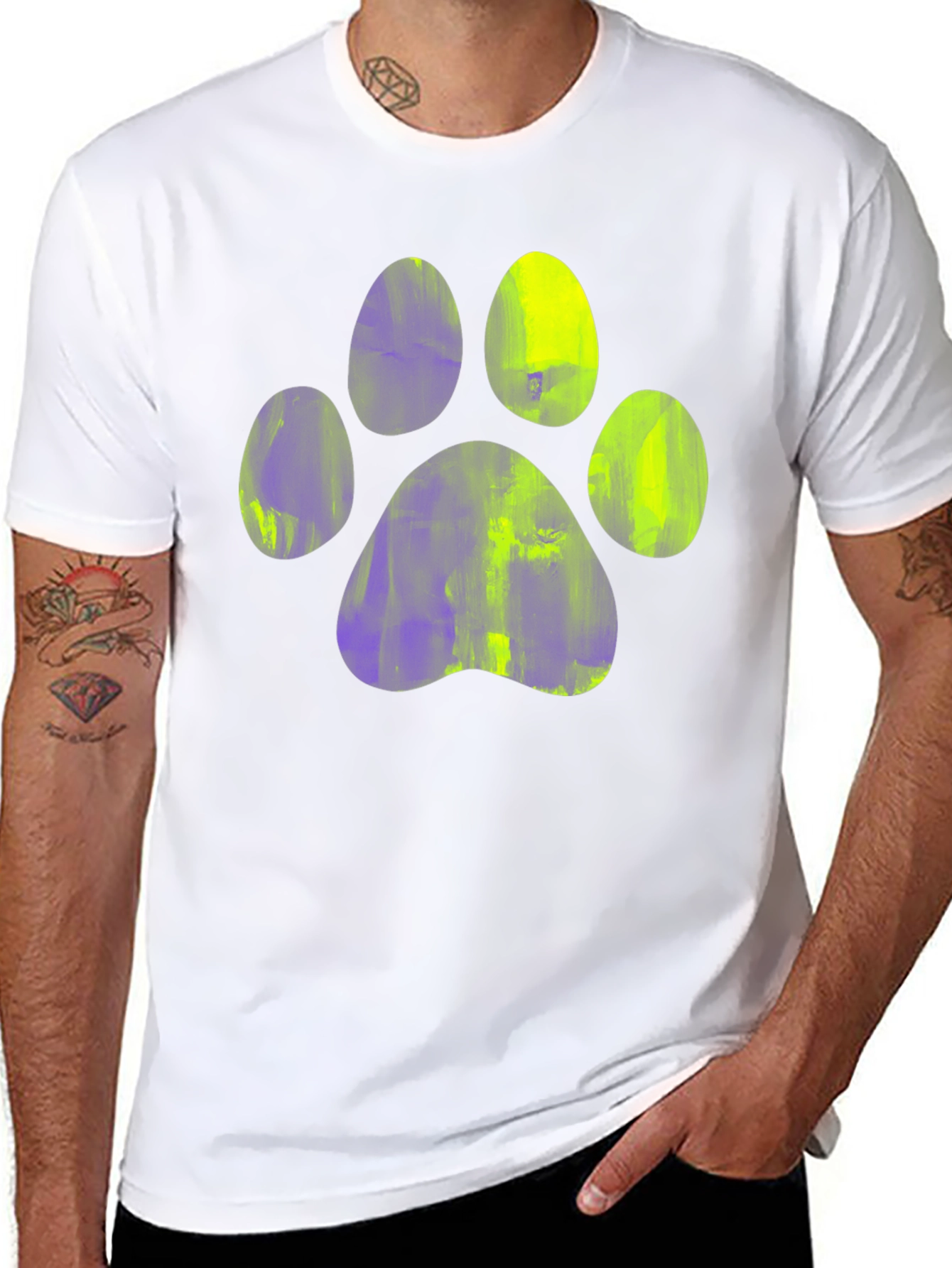 Paw Print Graphic Tee - Casual Black T-Shirt