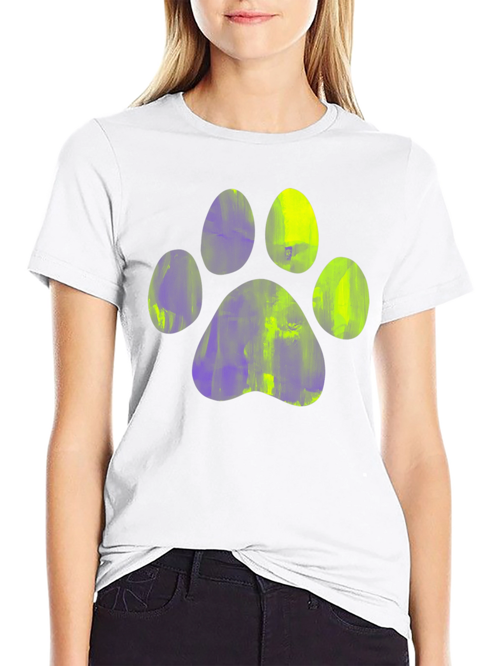 Paw Print Graphic Tee - Casual Black T-Shirt