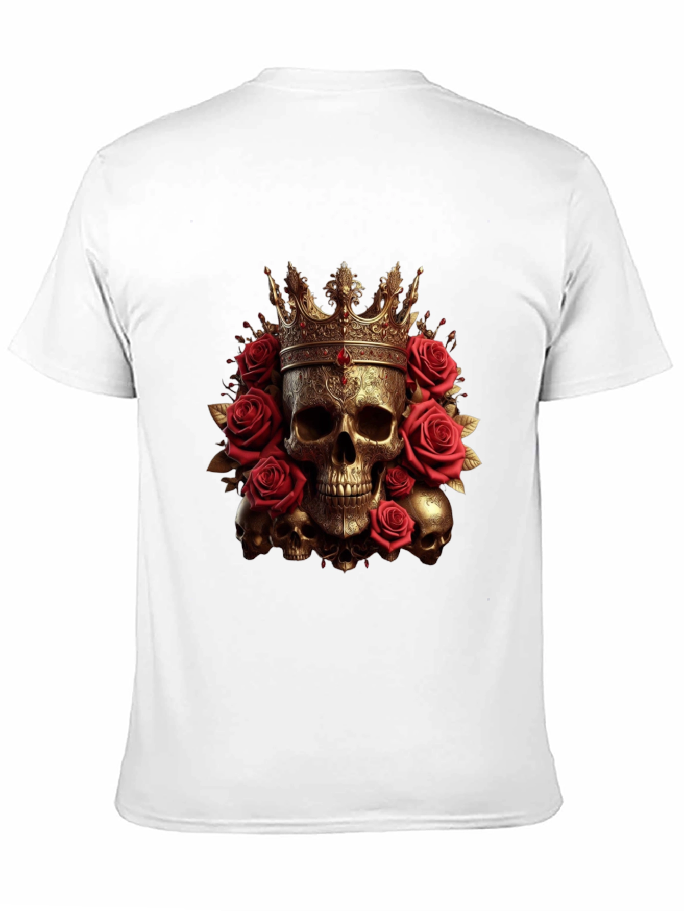 Skull King Rose T-Shirt - Gothic Crown Design
