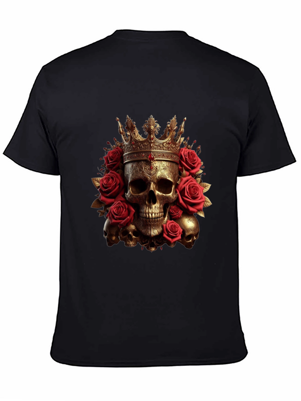Skull King Rose T-Shirt - Gothic Crown Design