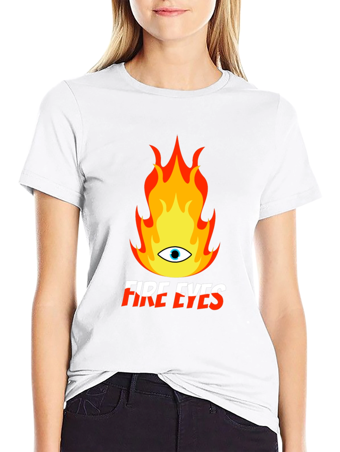 Fire Eyes Graphic Tee - Trendy Black T-Shirt