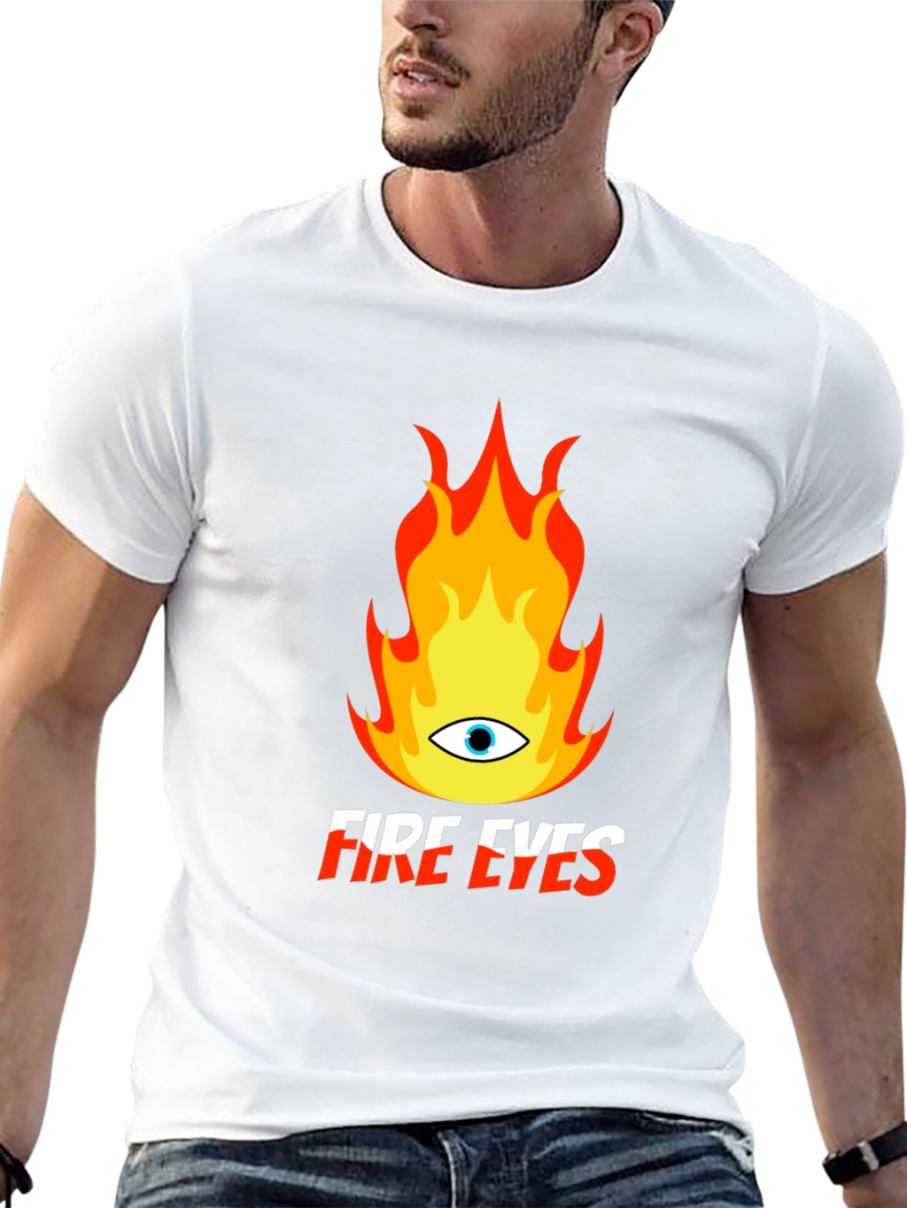 Fire Eyes Graphic Tee - Trendy Black T-Shirt