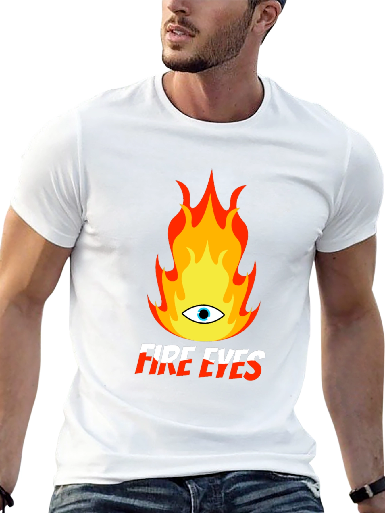 Fire Eyes Graphic Tee - Trendy Black T-Shirt