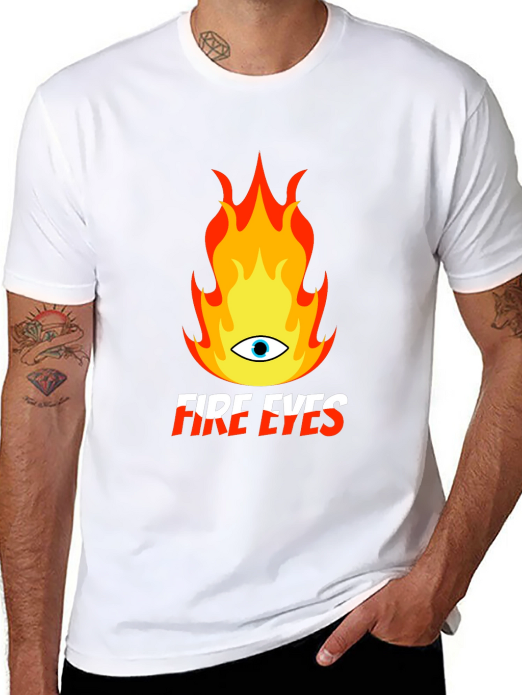 Fire Eyes Graphic Tee - Trendy Black T-Shirt