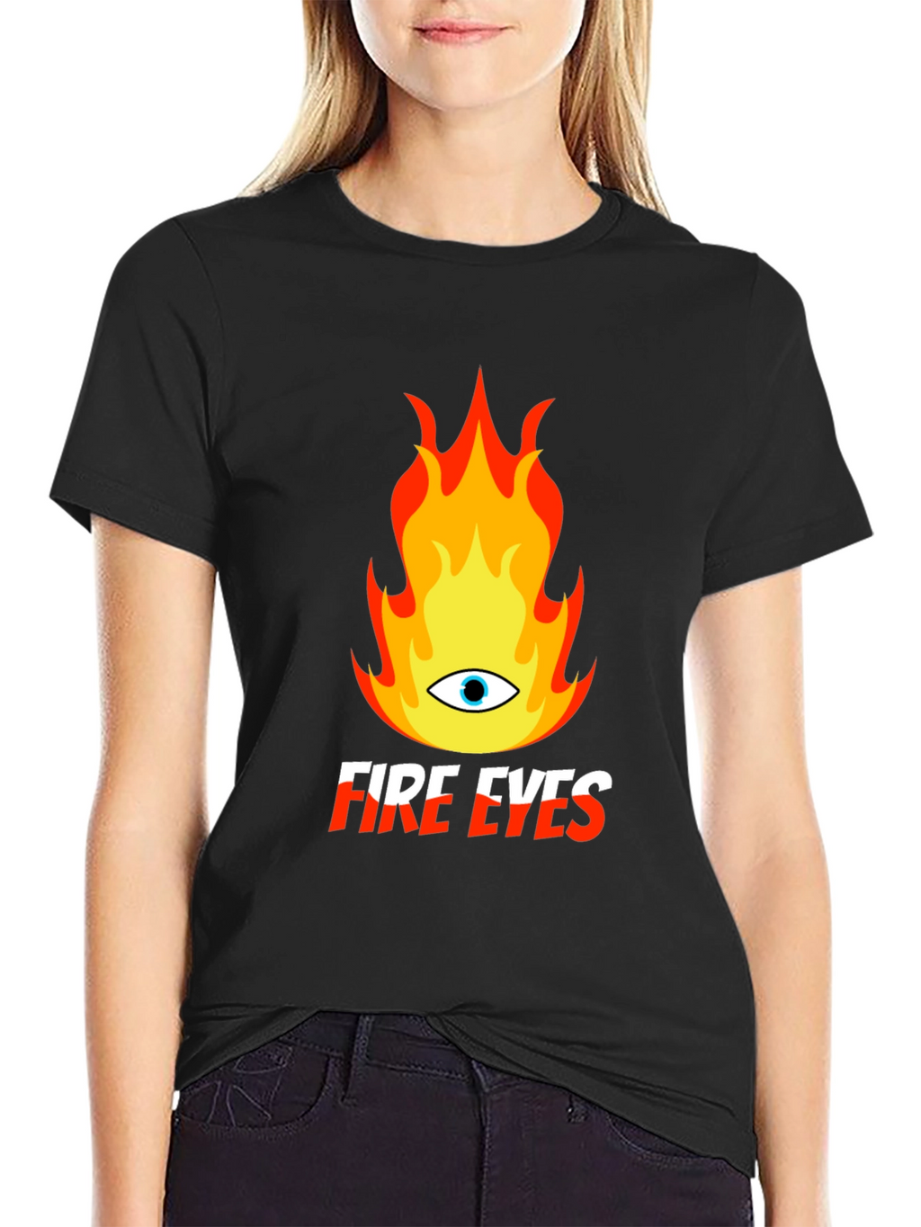 Fire Eyes Graphic Tee - Trendy Black T-Shirt