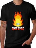 Fire Eyes Graphic Tee - Trendy Black T-Shirt