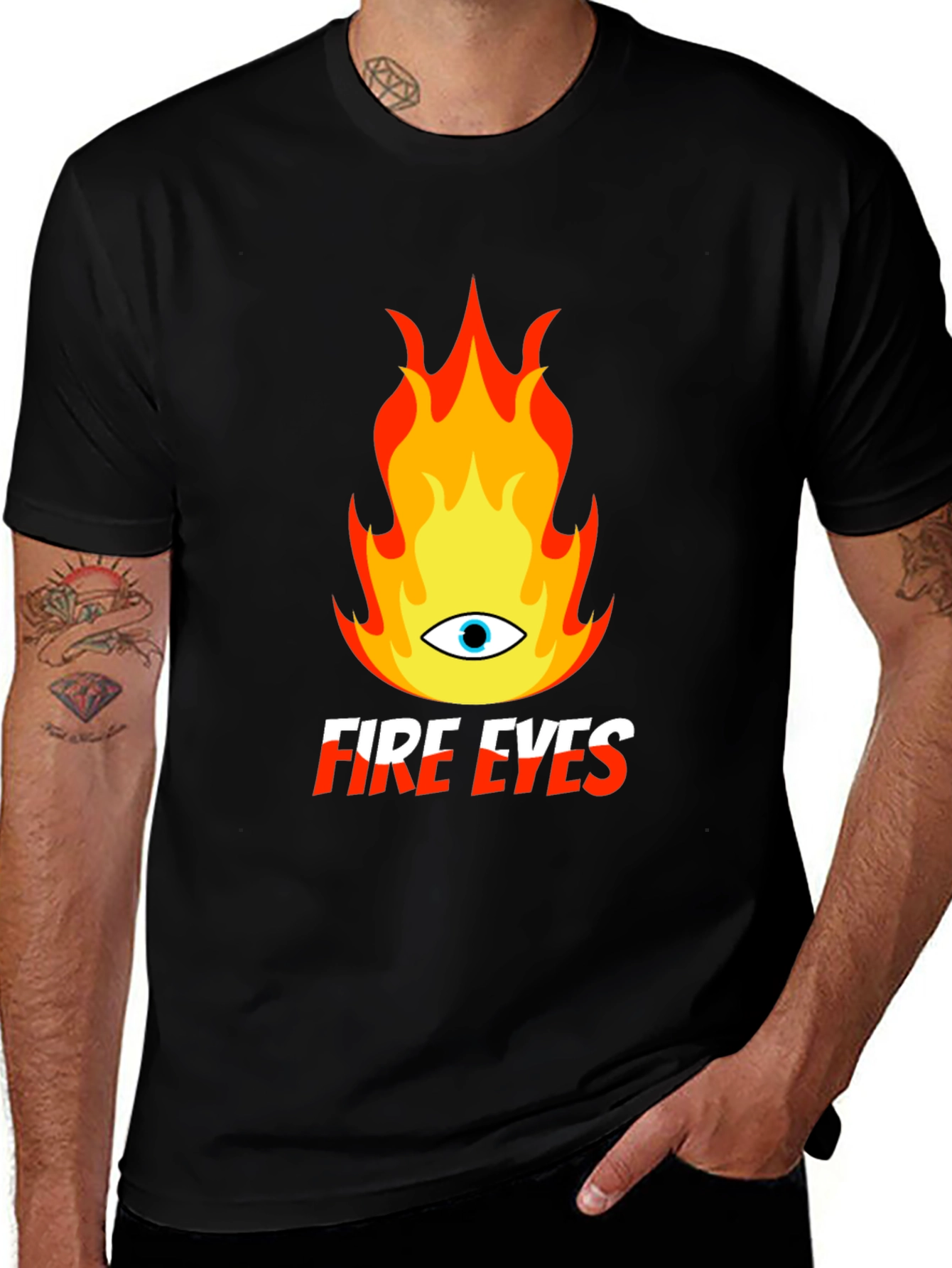 Fire Eyes Graphic Tee - Trendy Black T-Shirt