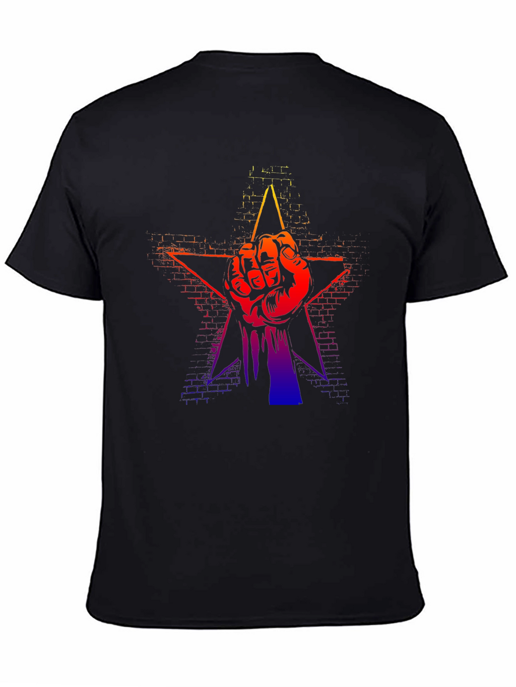 Gradient Fist Star Graphic Black T-Shirt