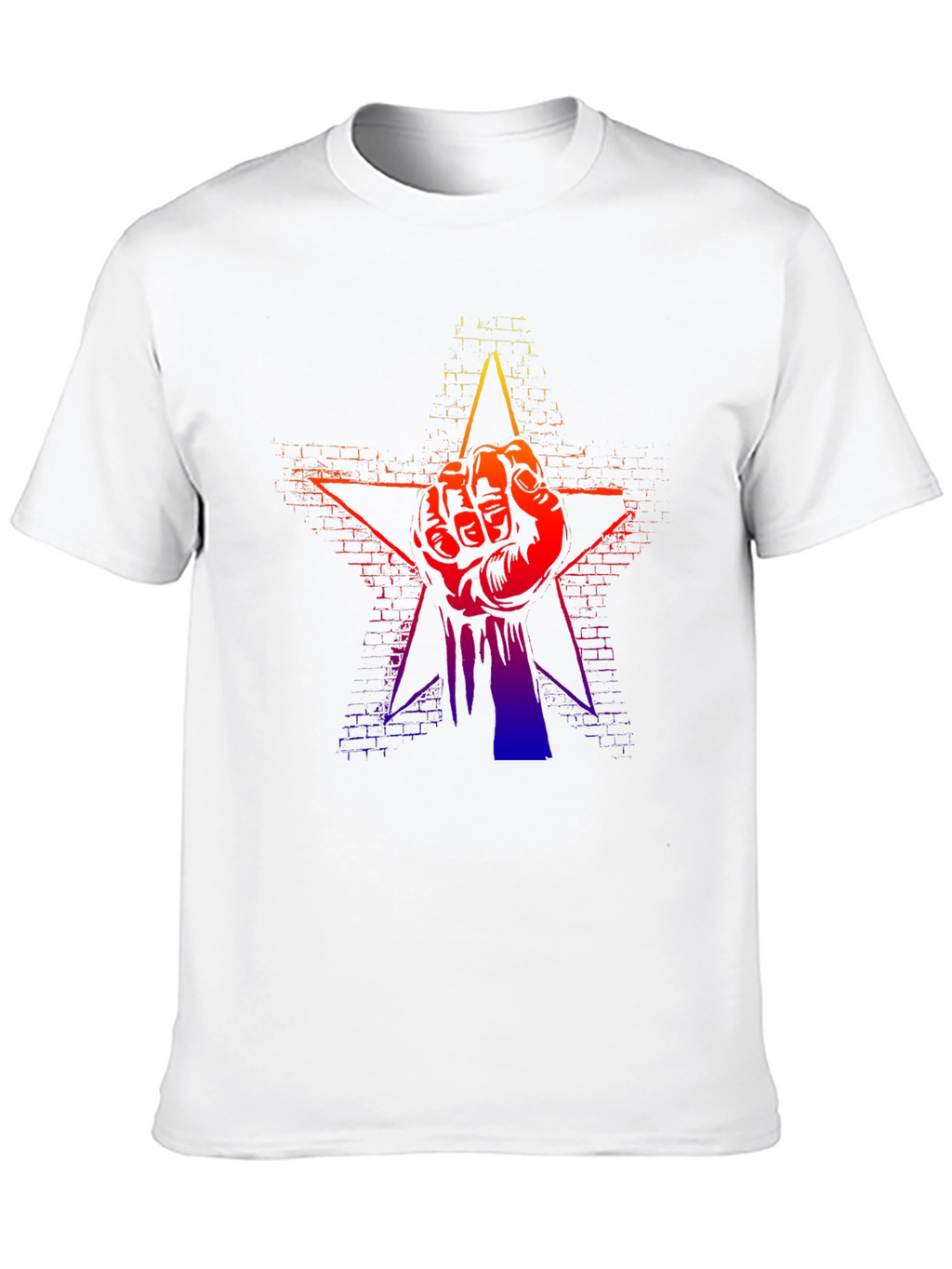 Gradient Fist Star Graphic Black T-Shirt