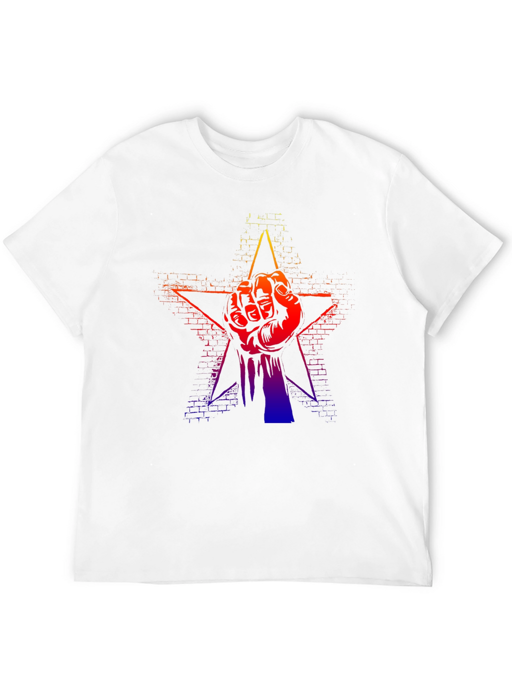 Gradient Fist Star Graphic Black T-Shirt