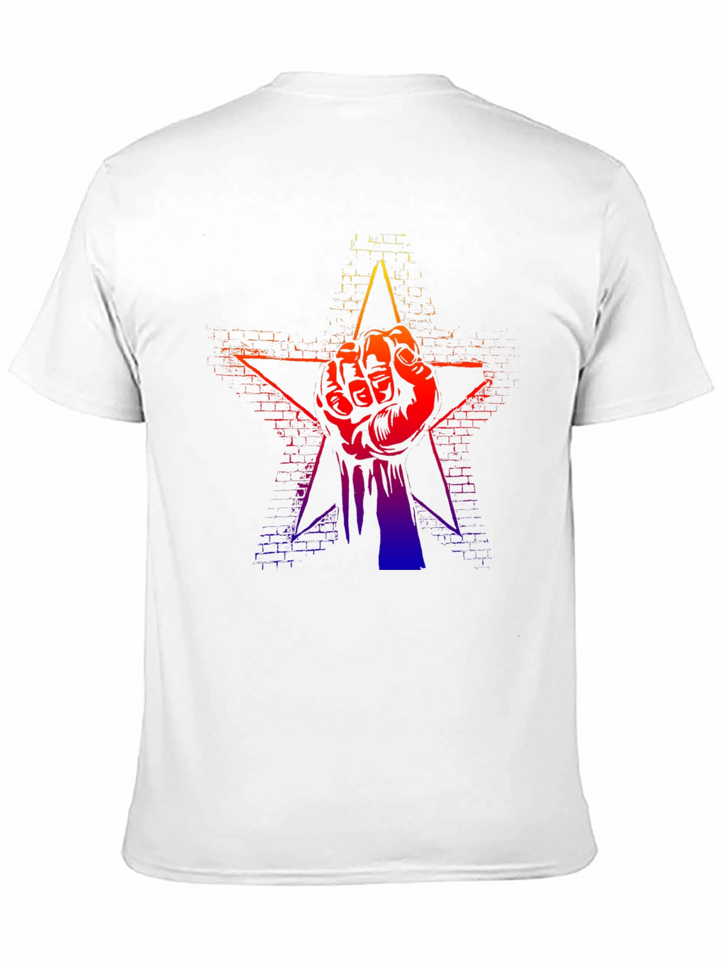 Gradient Fist Star Graphic Black T-Shirt