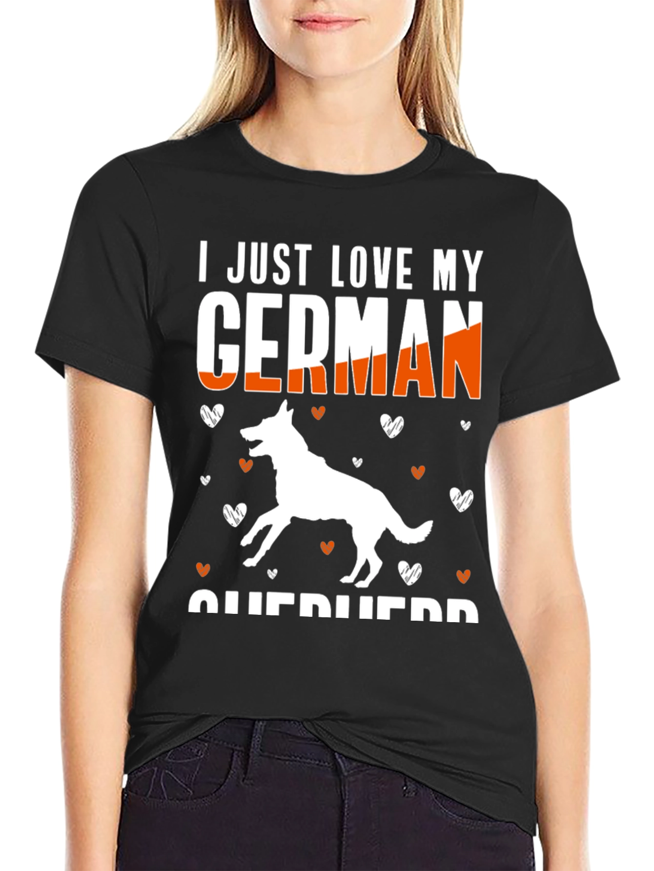 I Love My German Shepherd Black T-Shirt