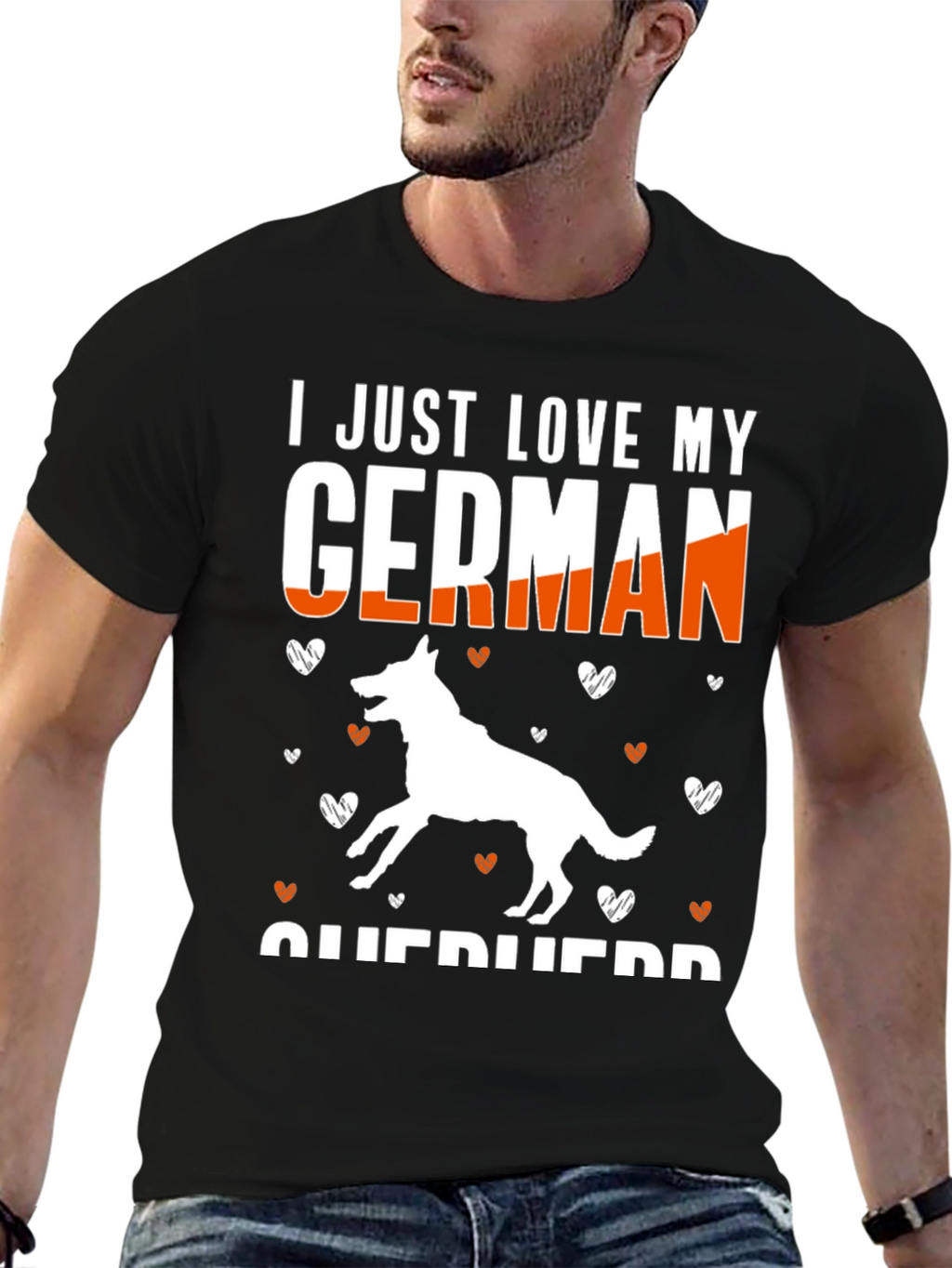 I Love My German Shepherd Black T-Shirt