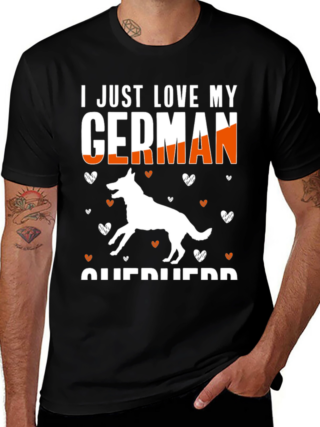 I Love My German Shepherd Black T-Shirt