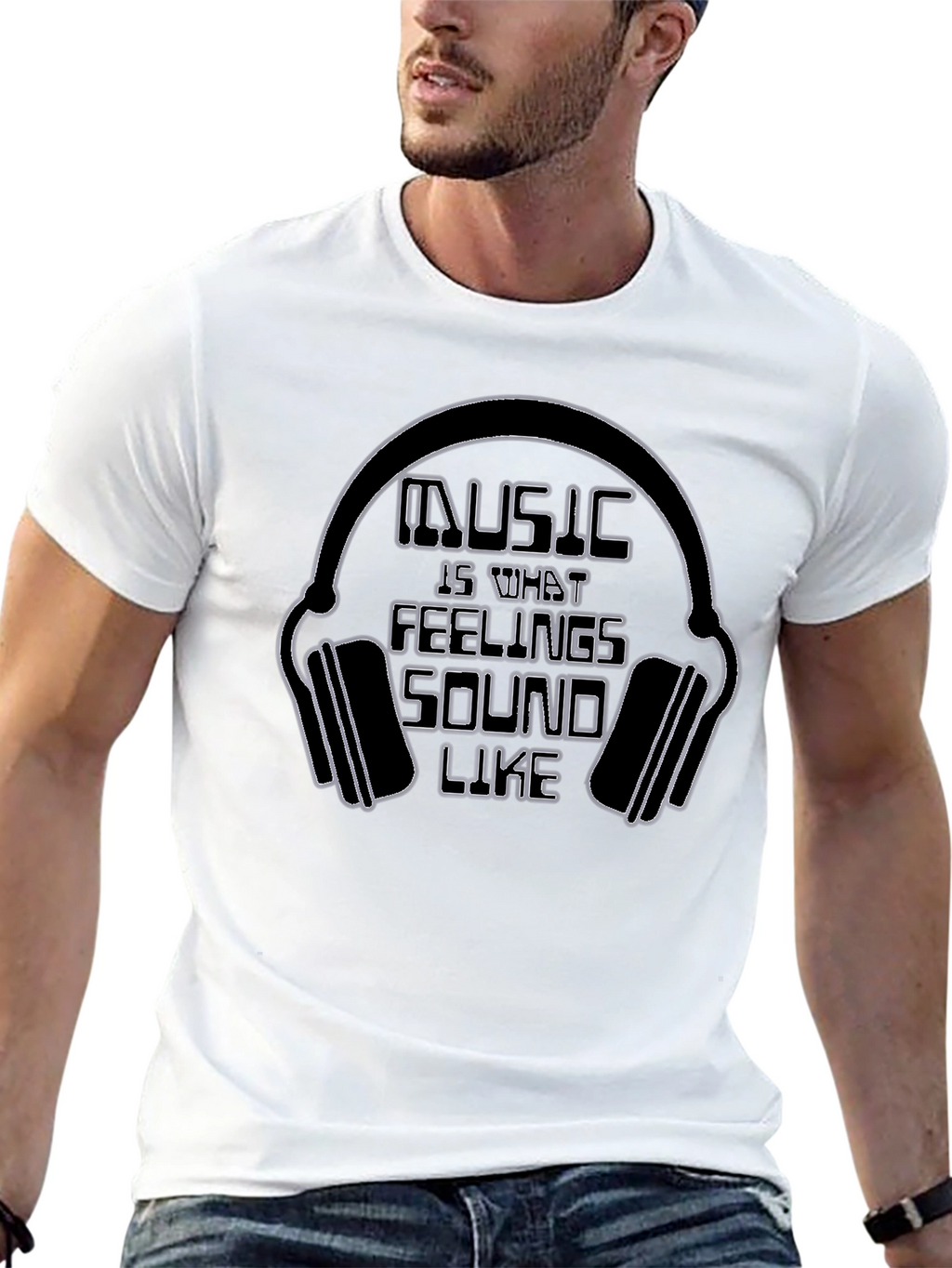 Music Is What Feelings Sound Like Black T-Shirt
