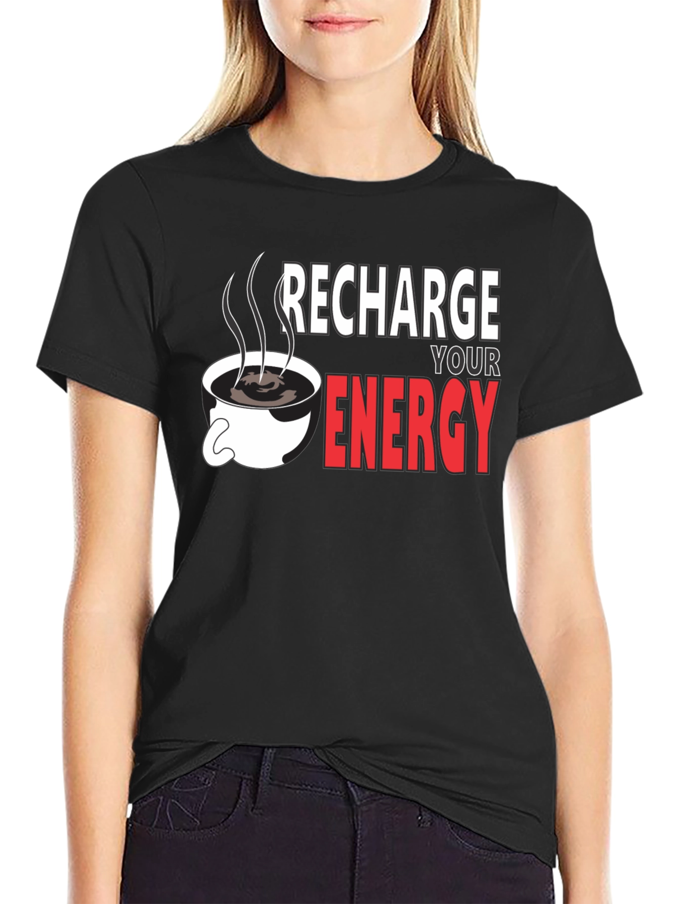 Recharge Your Energy Black T-Shirt