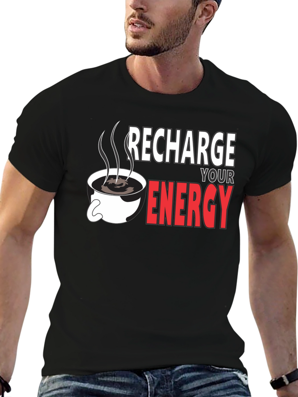 Recharge Your Energy Black T-Shirt