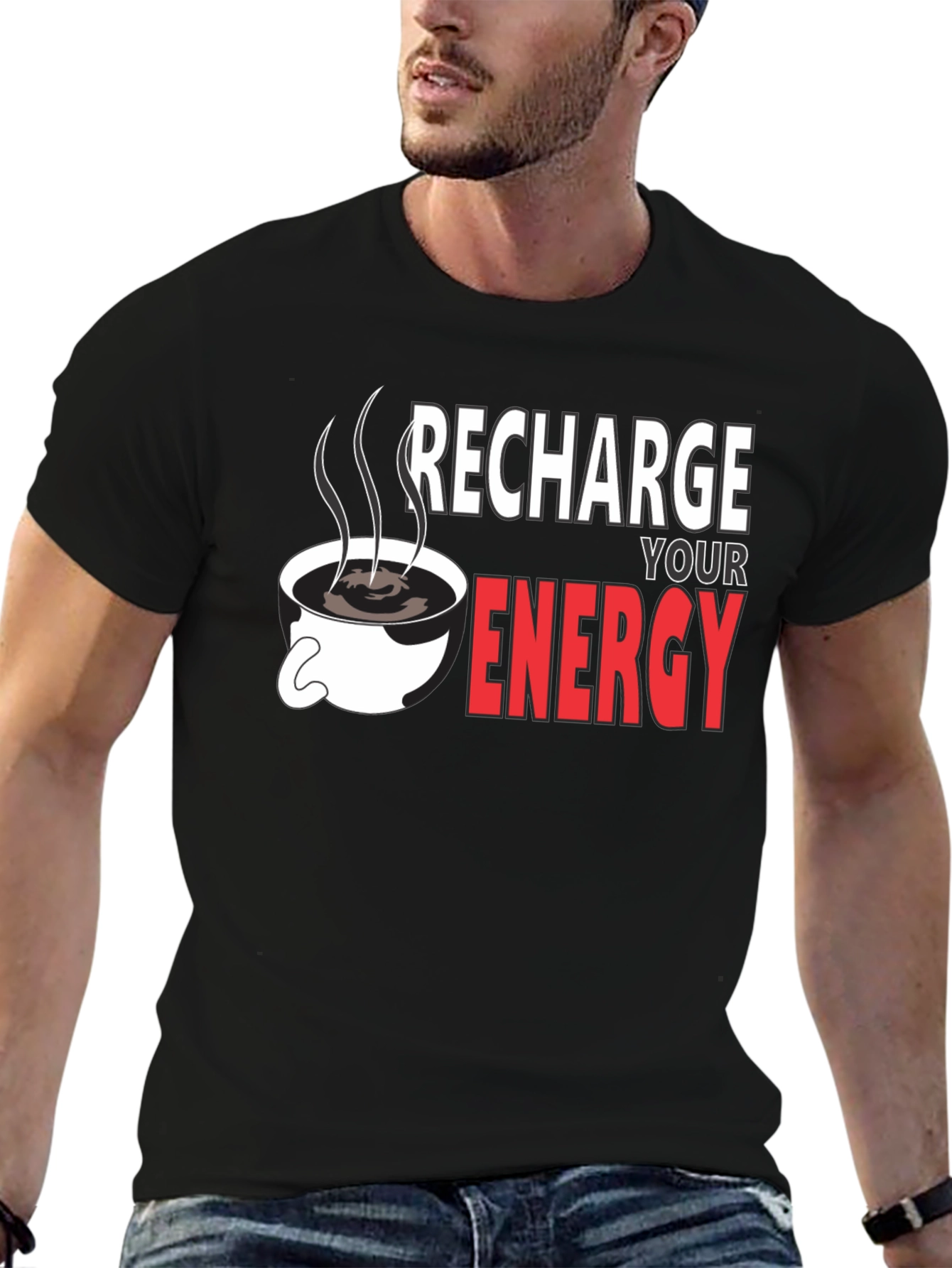 Recharge Your Energy Black T-Shirt