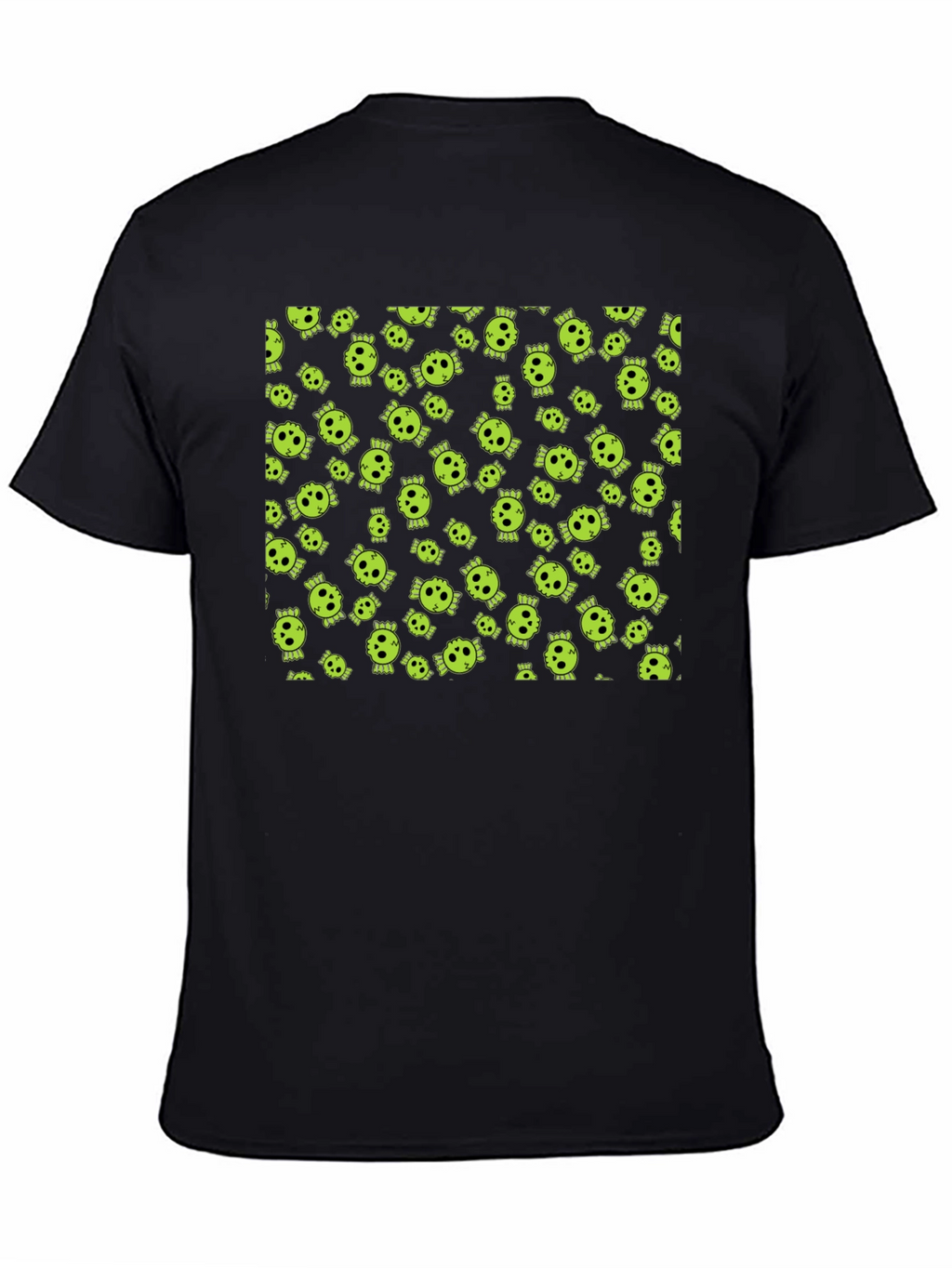 Skull Print Tee - Black Cotton Crew Neck