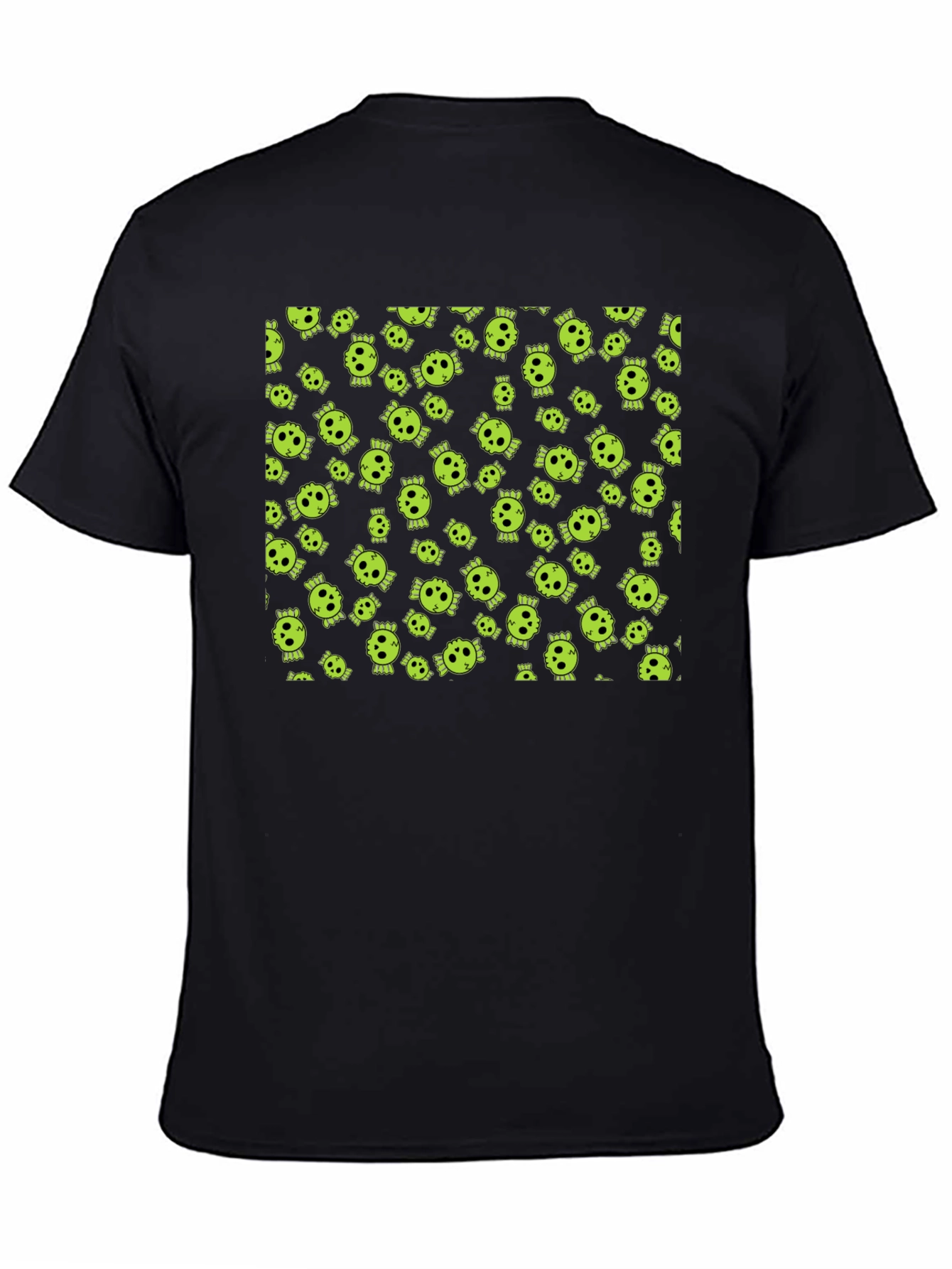 Skull Print Tee - Black Cotton Crew Neck