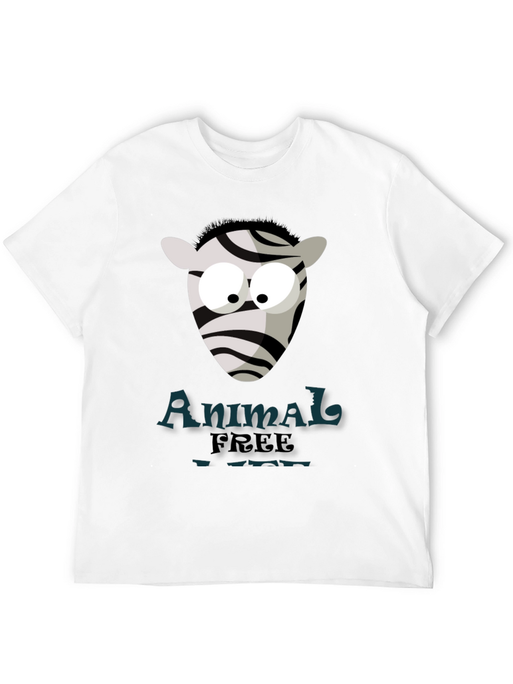 Animal Free T-Shirt with Cartoon Zebra Design