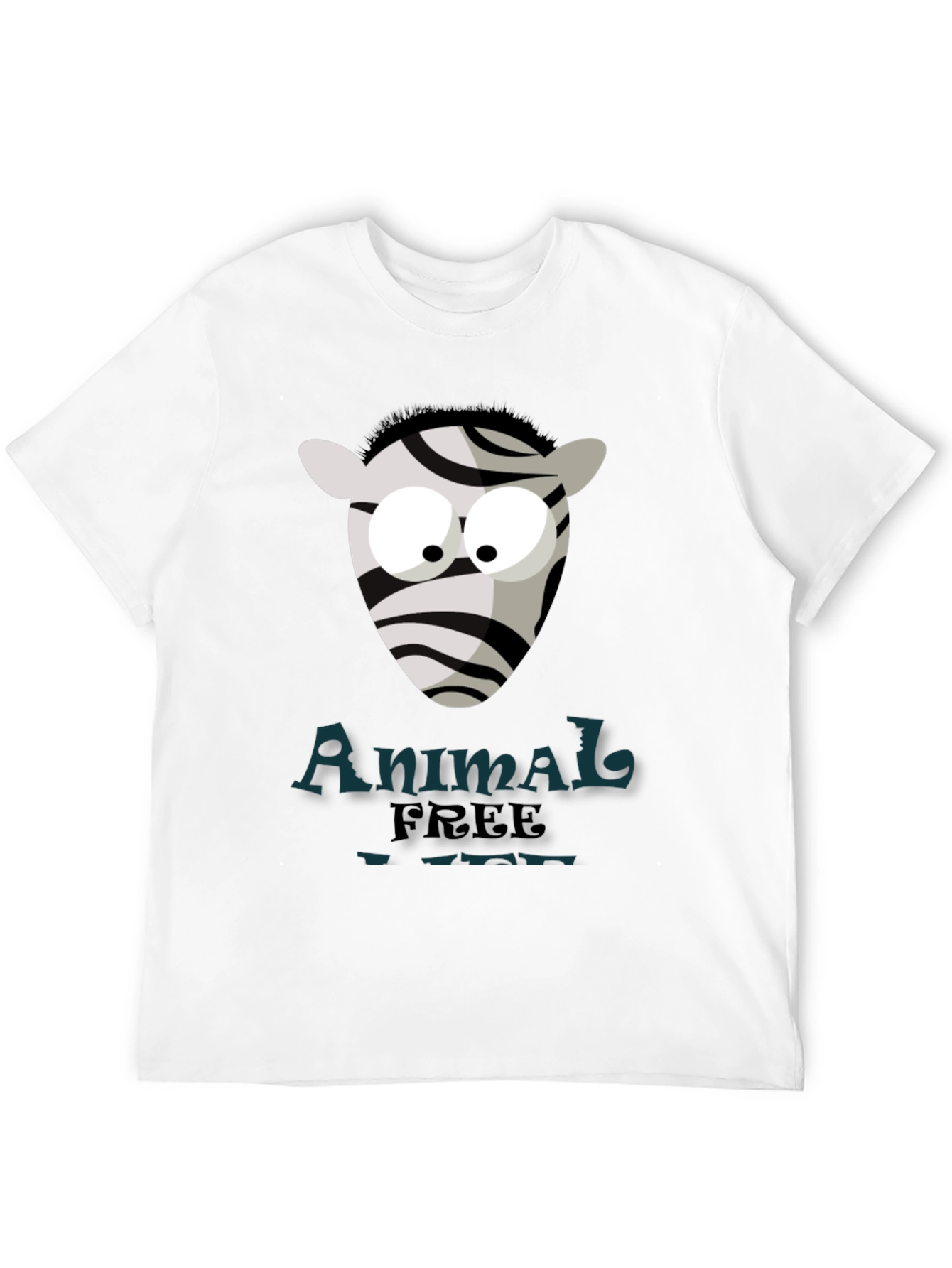Animal Free T-Shirt with Cartoon Zebra Design