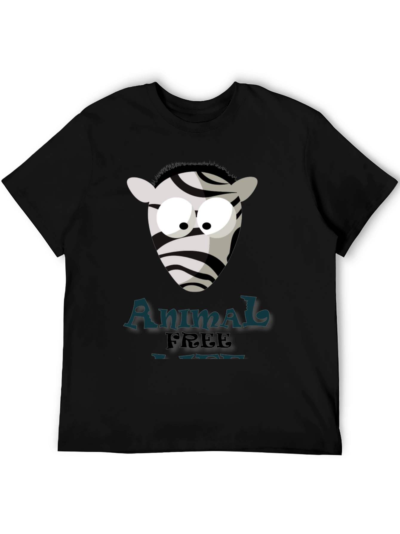 Animal Free T-Shirt with Cartoon Zebra Design