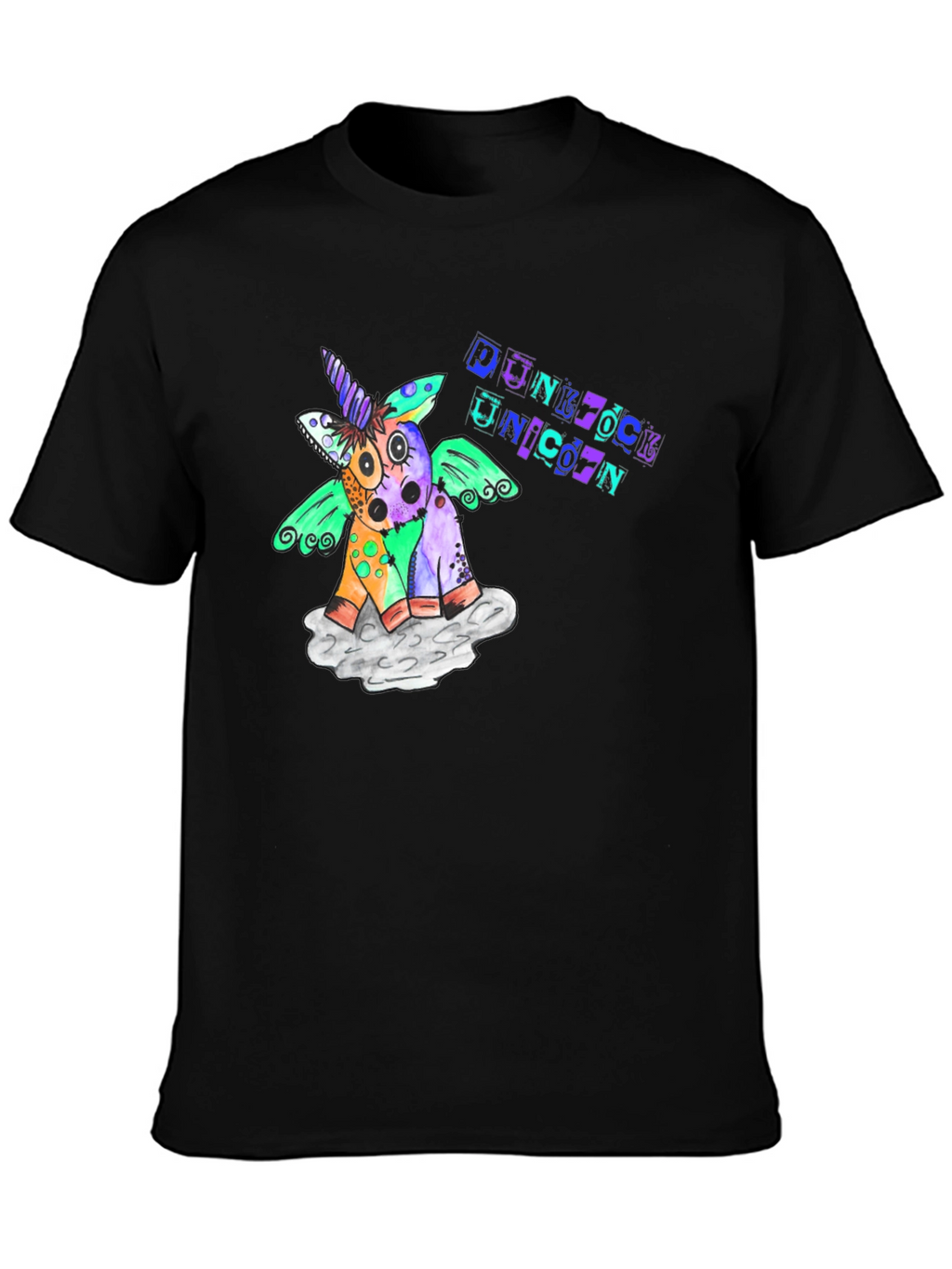 Punk Rock Unicorn Graphic T-Shirt