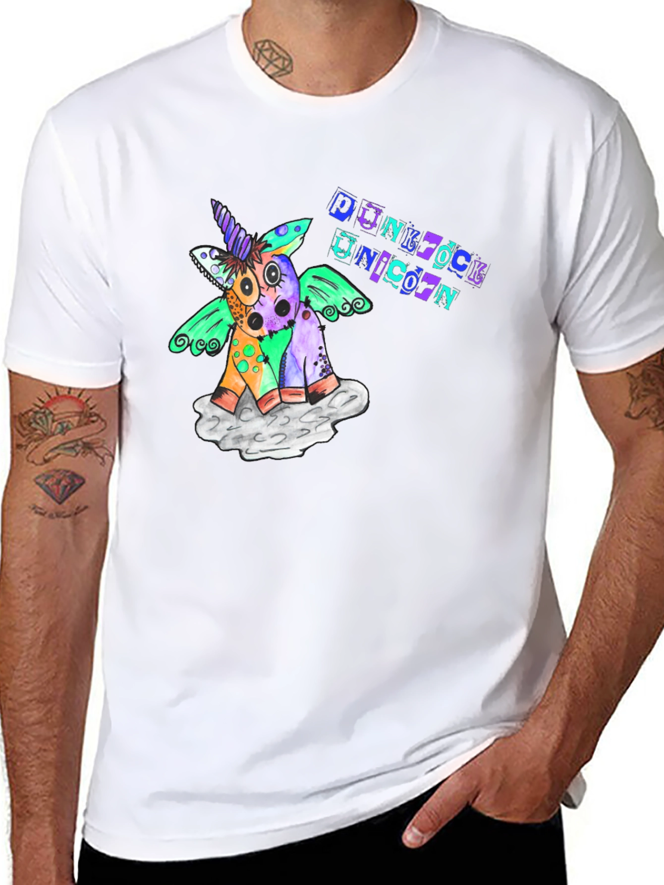 Punk Rock Unicorn Graphic T-Shirt