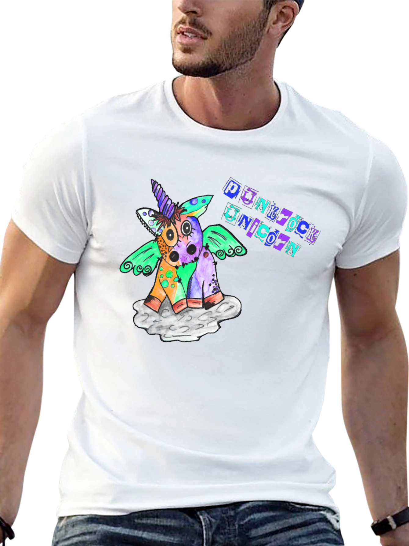 Punk Rock Unicorn Graphic T-Shirt